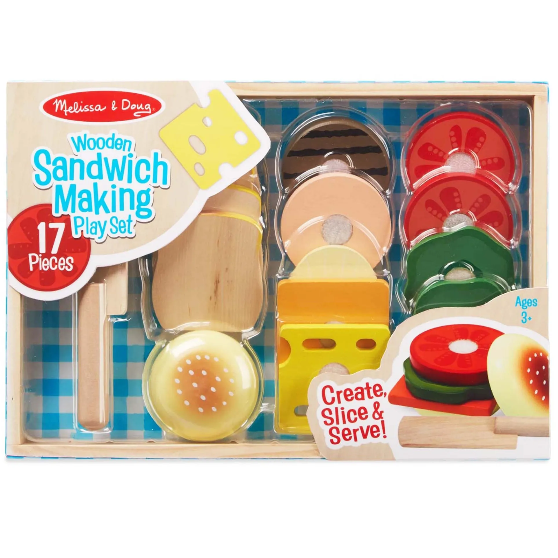 Melissa & Doug 16-Piece Wooden Sandwich Shop Play Set