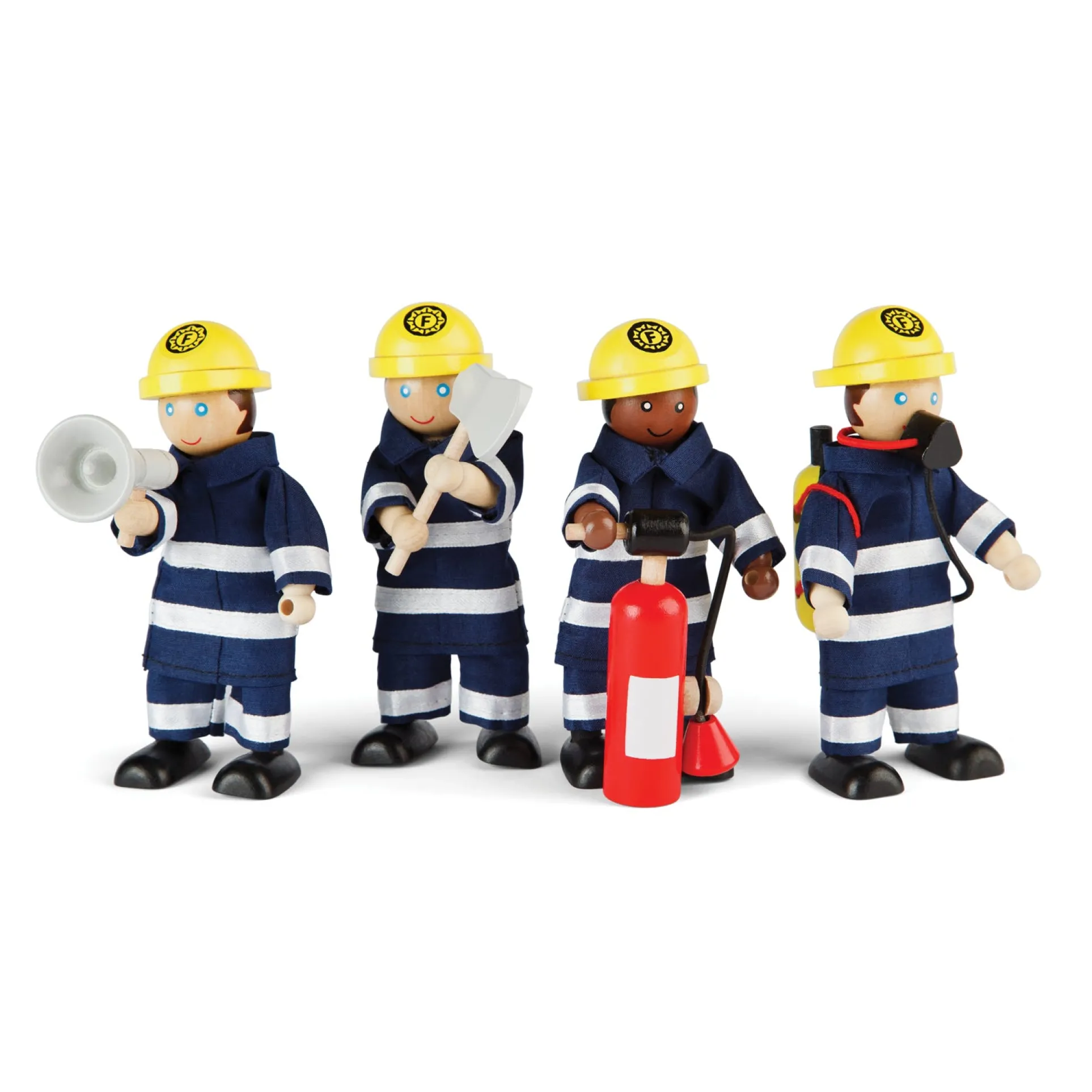 Bigjigs Toys 4-Piece Firefighters Figurines Set - Pretend Play