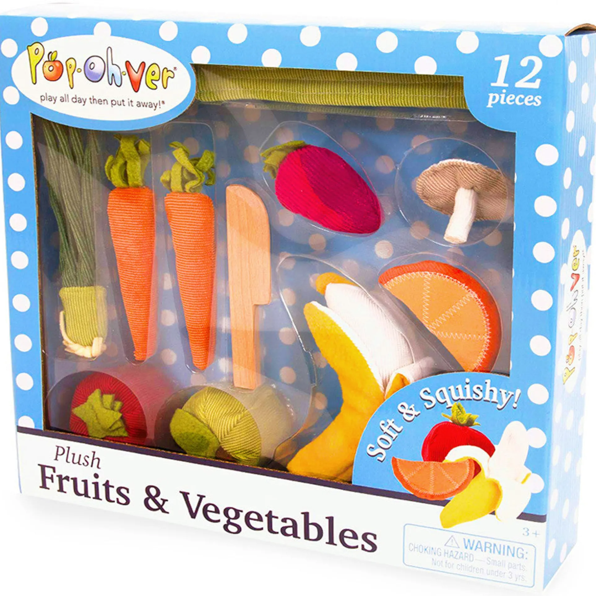 PopOhVer Deluxe Plush Fruits & Vegetables Pretend Play Set
