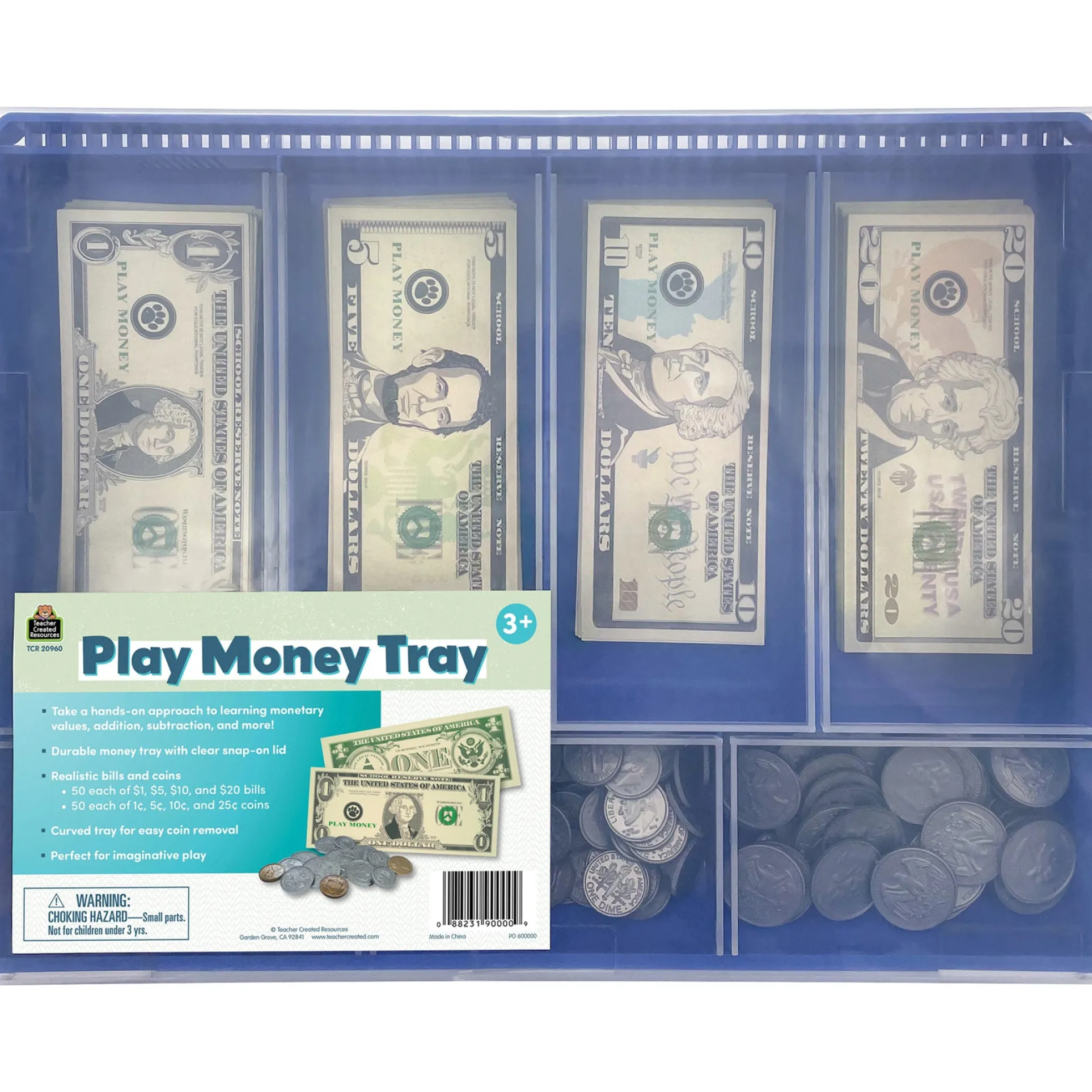 Teacher Created Resources Play Money Tray - Interactive Learning Set