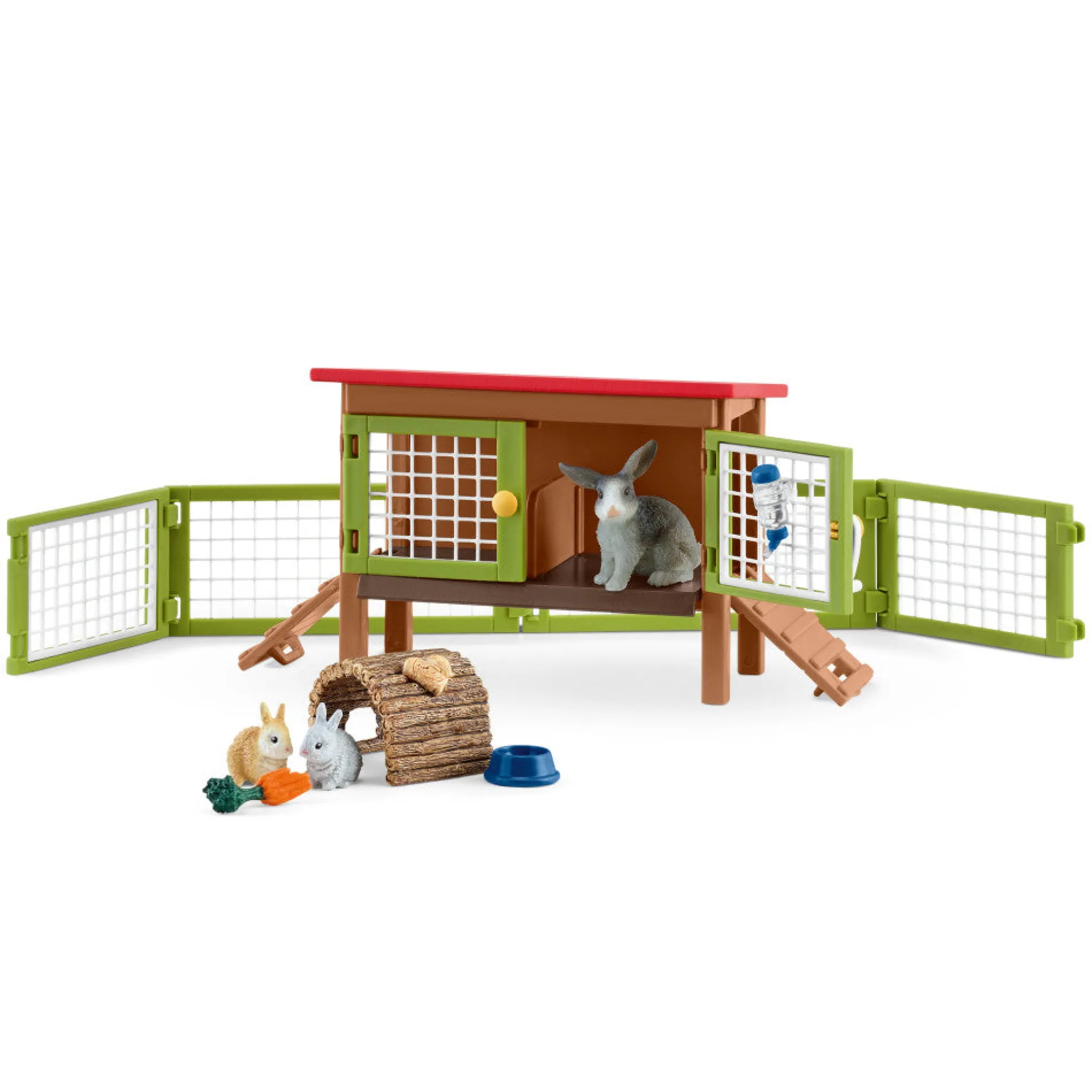 Schleich Farm World Rabbit Hutch 8-Piece Playset for Kids Ages 3-8