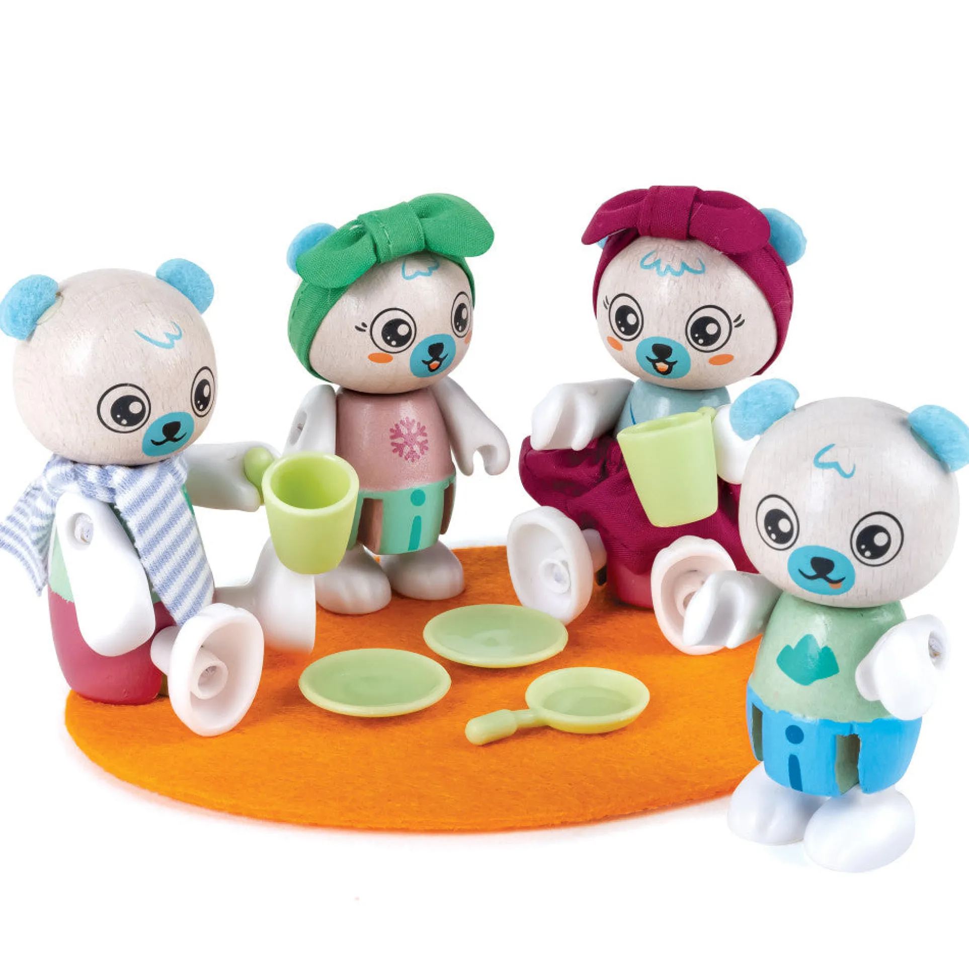 Hape Polar Bear Family - Playful Wooden Animal Figurines