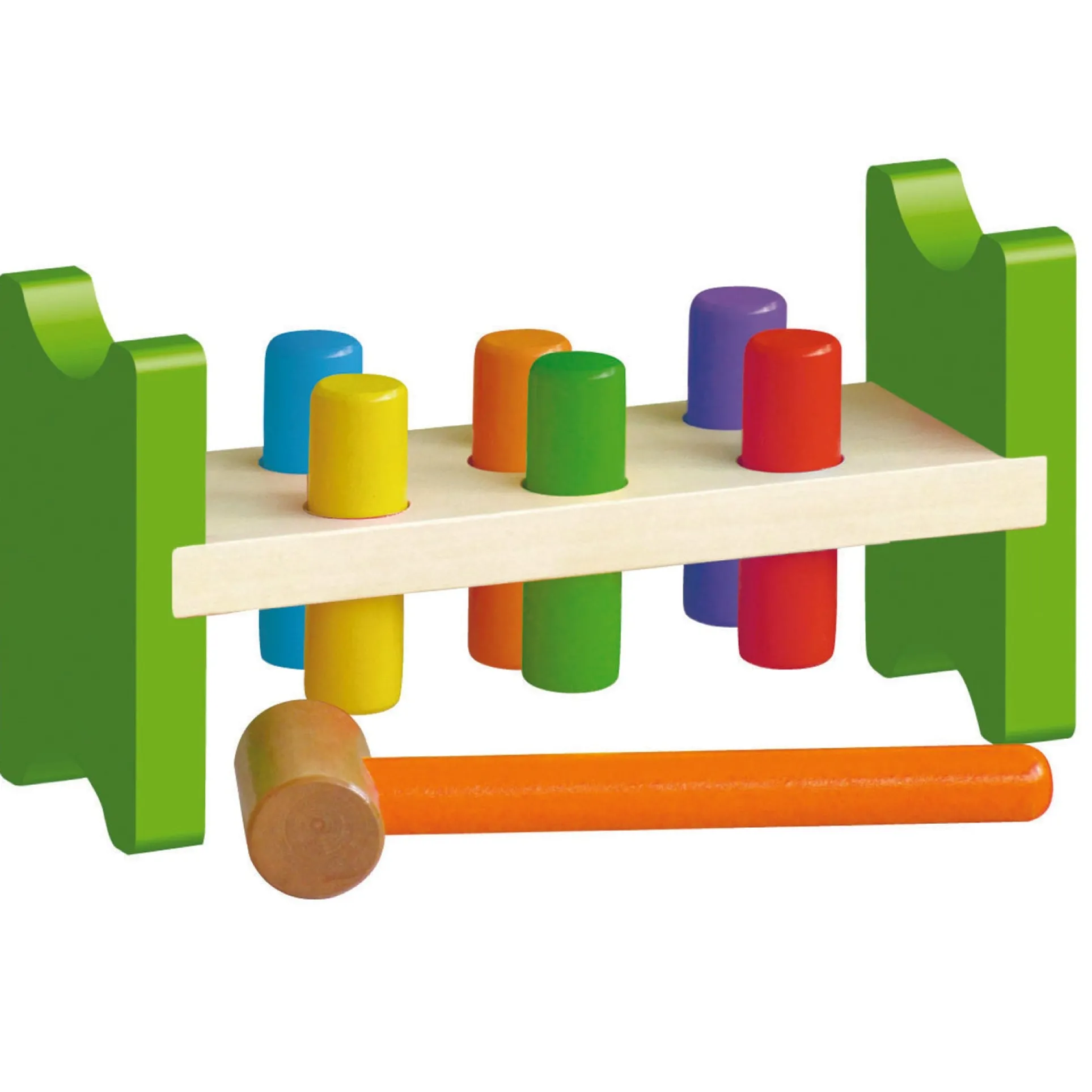 The Original Toy Company - Pound a Peg Classic Bench Toy - Colorful Wooden Pegs