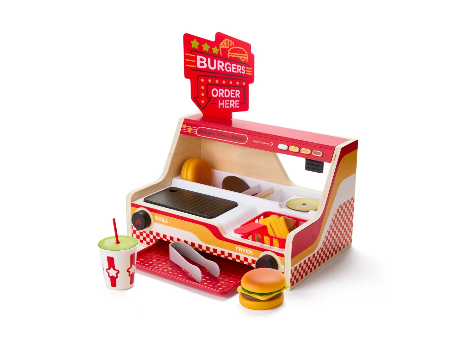 Geoffrey's Toy Box Grill Fry Burger Counter Playset