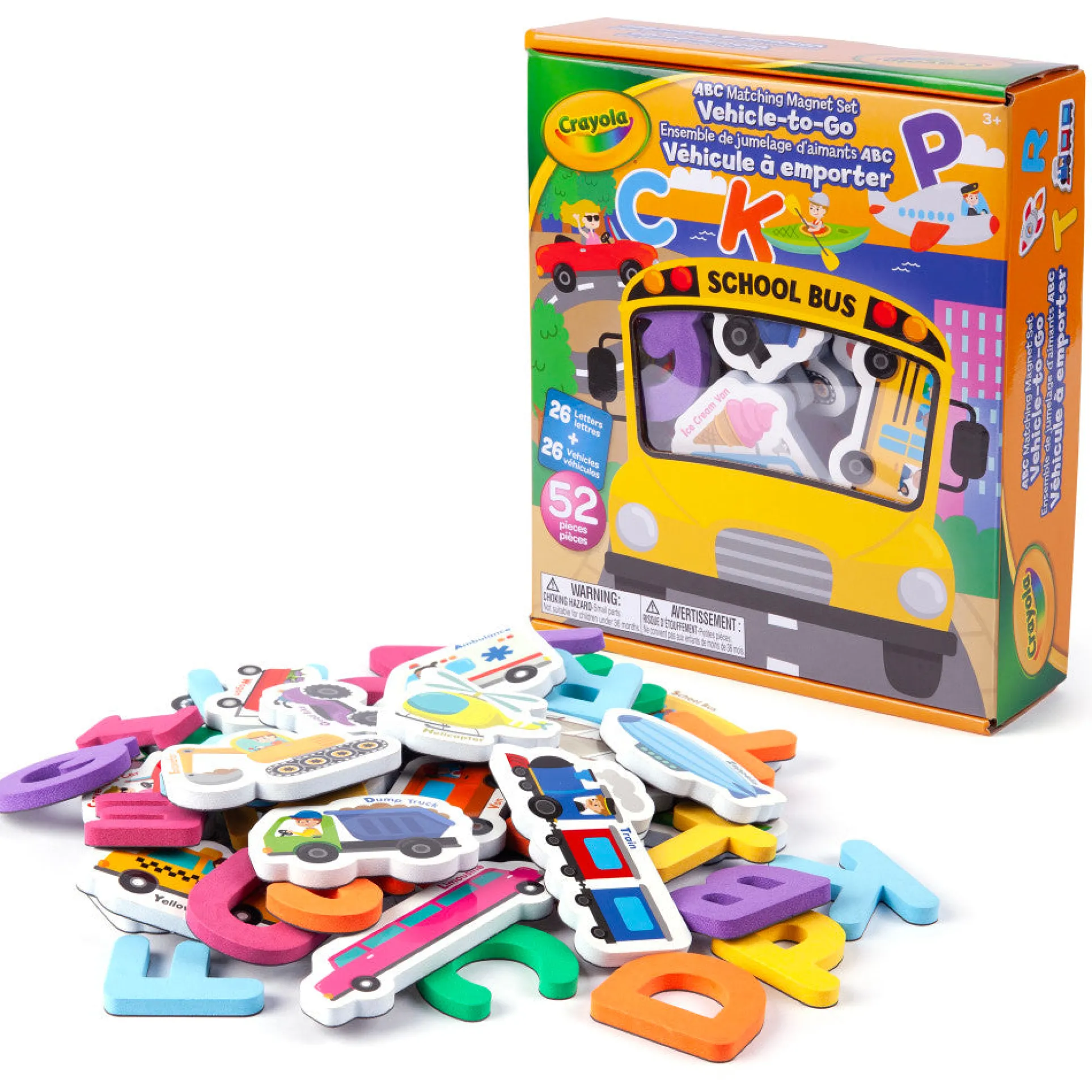 Crayola ABC Matching Magnet Set - Vehicle-To-Go - Colorful Learning Game for Toddlers 3+