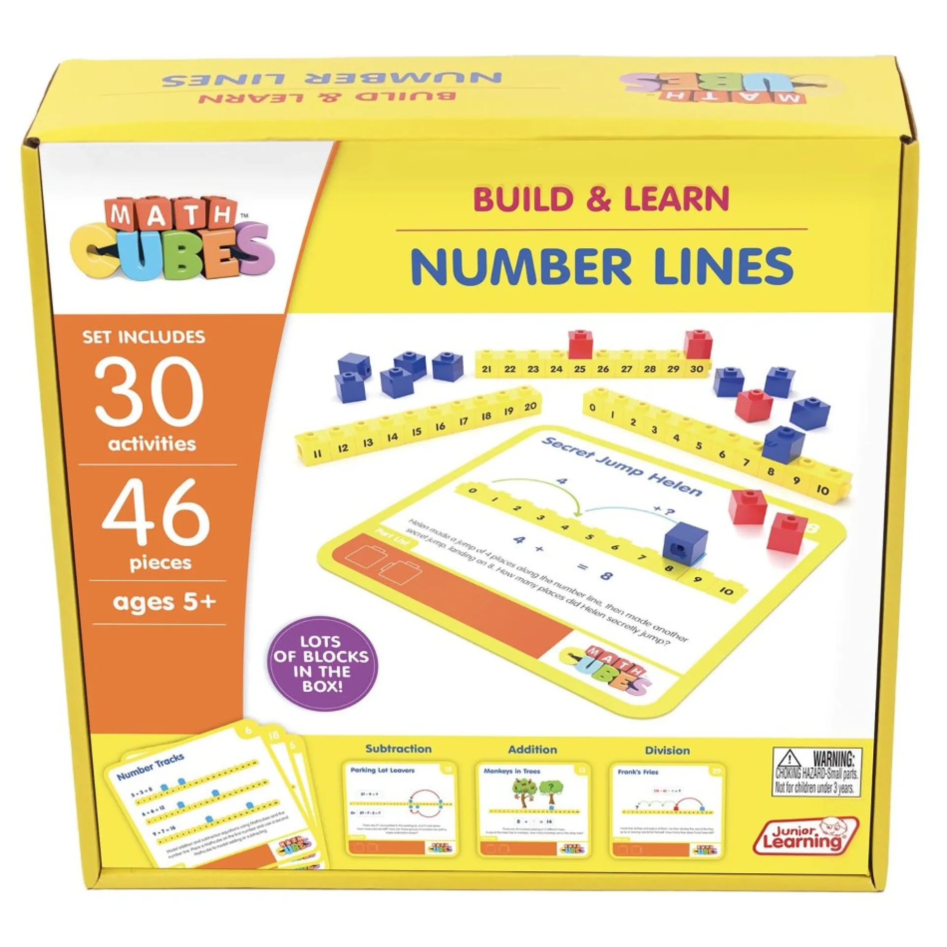 Junior Learning Mathcubes Number Lines - 30 Activity Set - Educational Math Toy