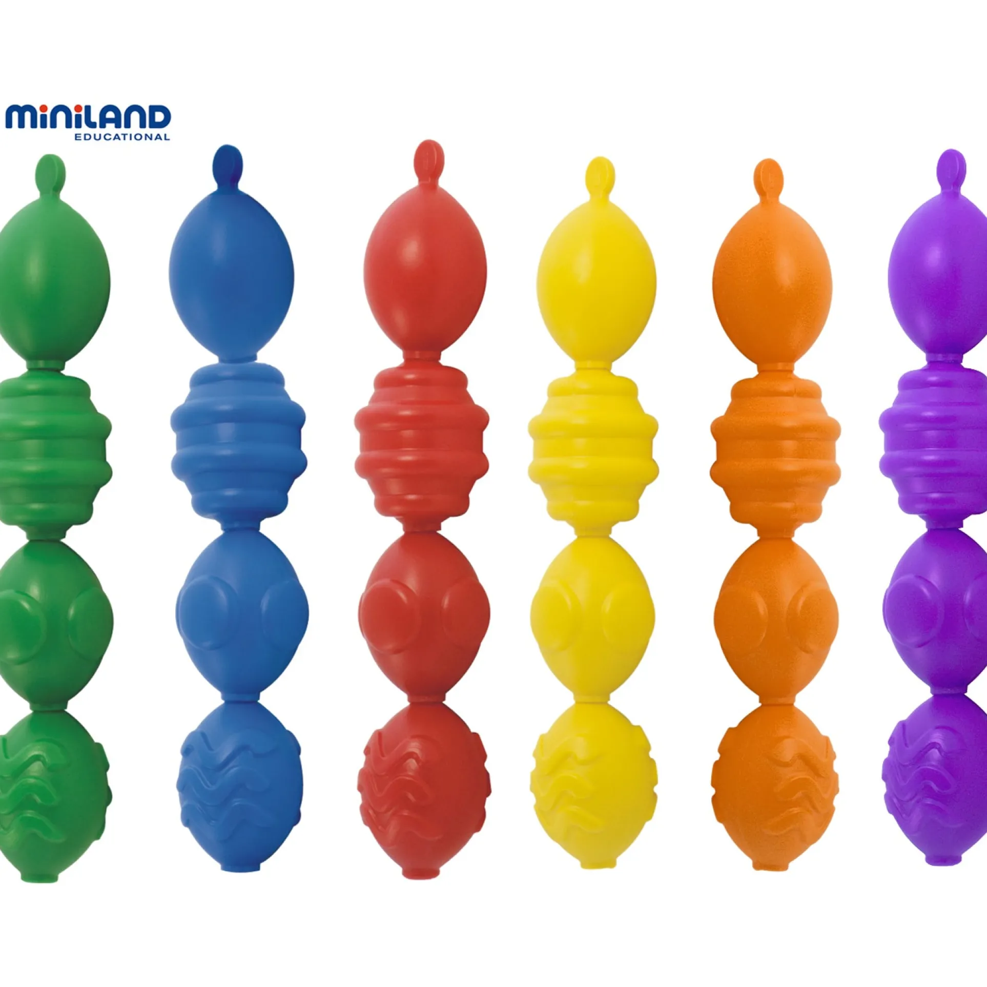 Miniland Educational Maxichain - Colorful Interlocking Pieces - Pack of 24