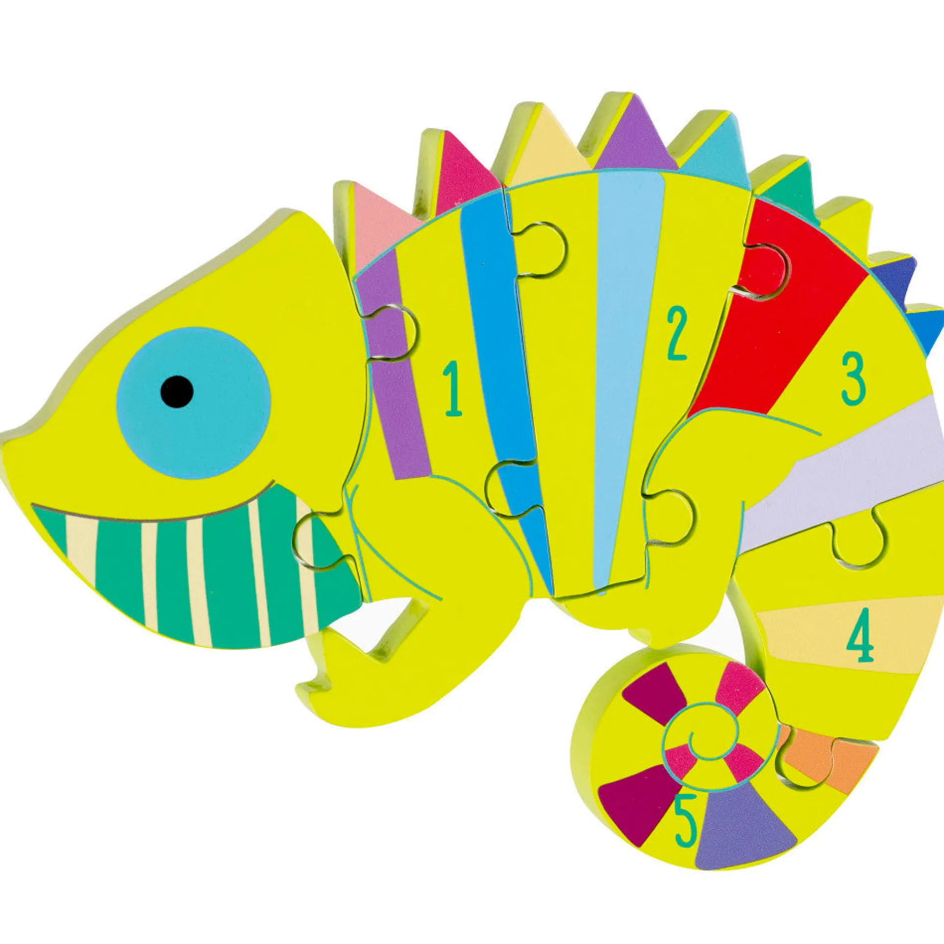 Orange Tree Toys Chameleon 6-Piece Wooden Number Puzzle - Ages 1+