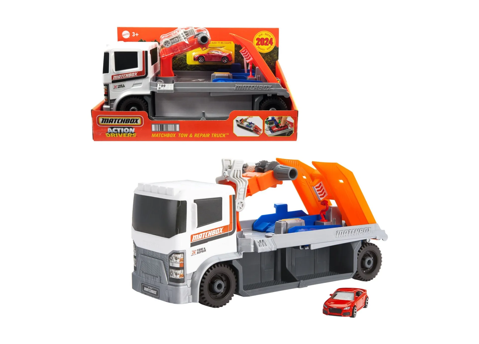 Matchbox Action Driver Tow & Repair Truck with 1:64 Scale Audi TT RS Coupe