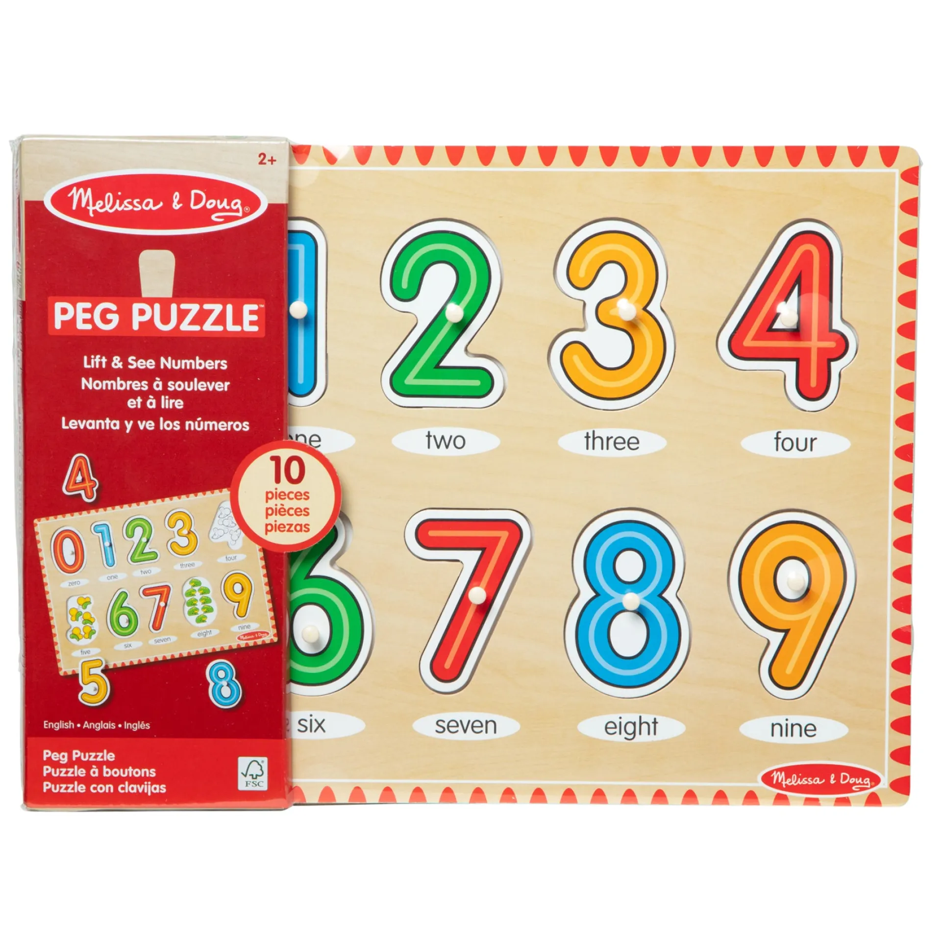 Melissa & Doug See-Inside Numbers Wooden Peg Puzzle - 10 pc