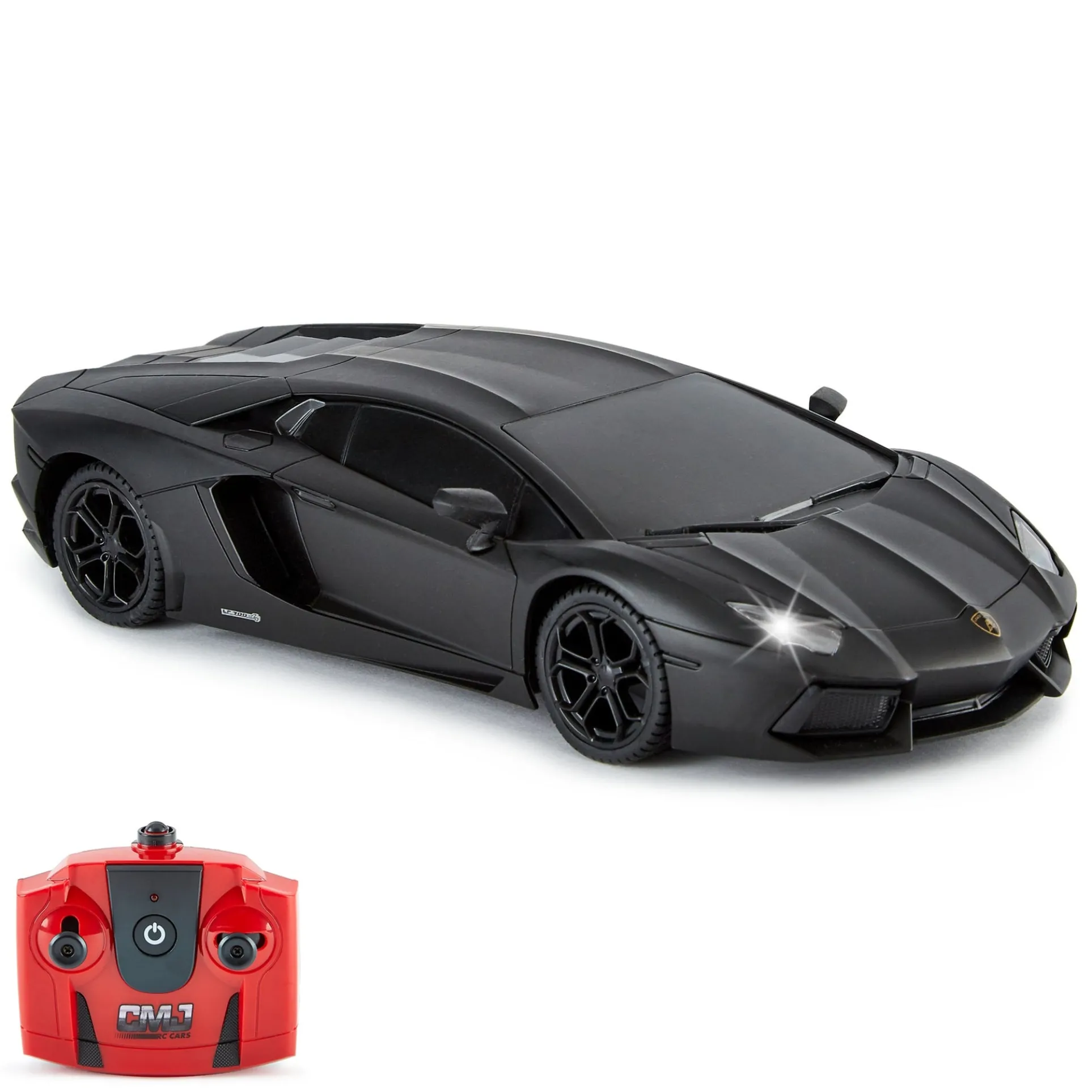 CMJ RC Cars: Lamborghini Aventador LP700-4 - Black - 1:24 Scale, 2.4GHz, LED Headlights