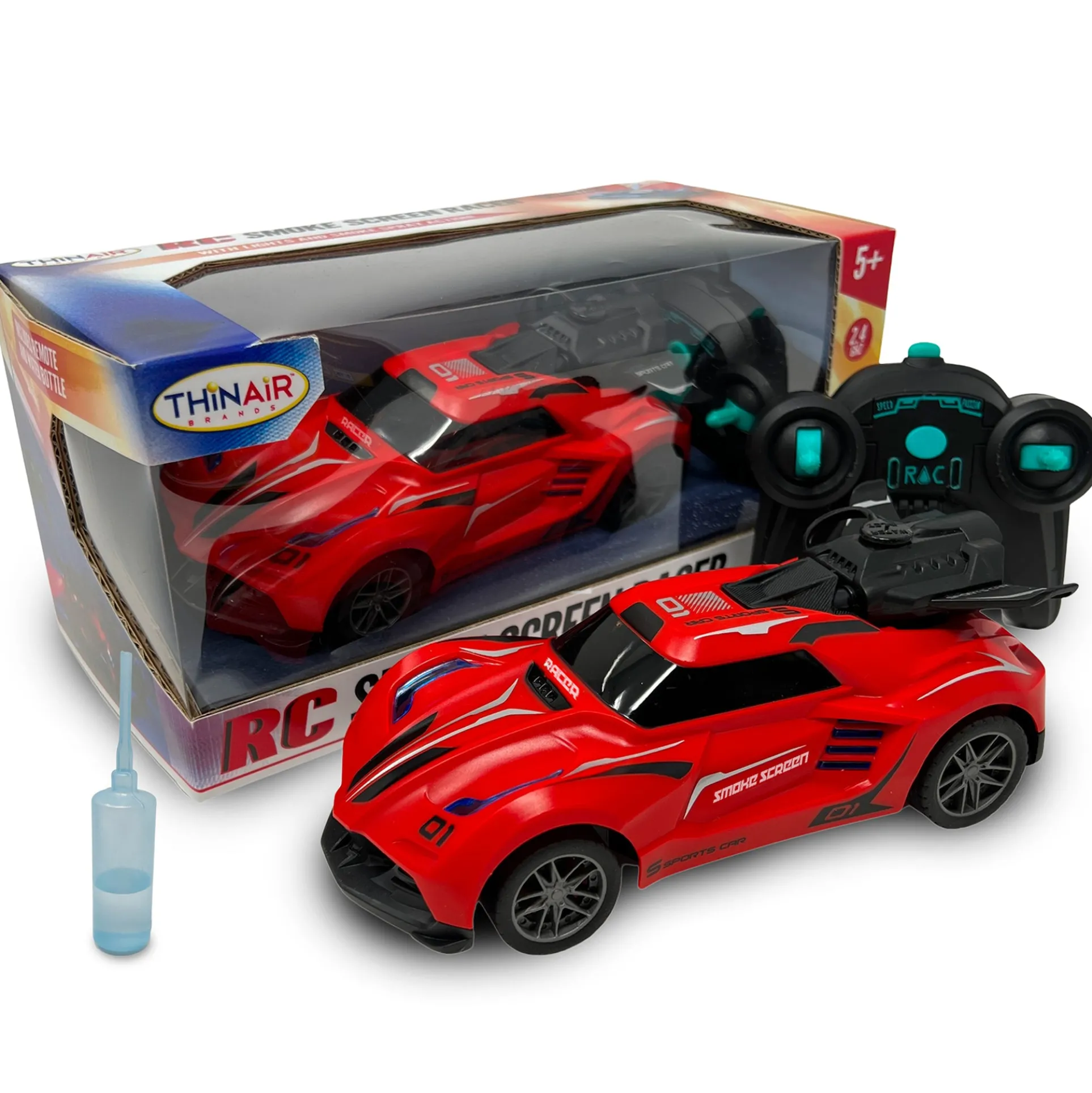 Thin Air Brands Hyper Drive RC Smoke Screen Racer - Red Light-Up Car with Vapor Mist