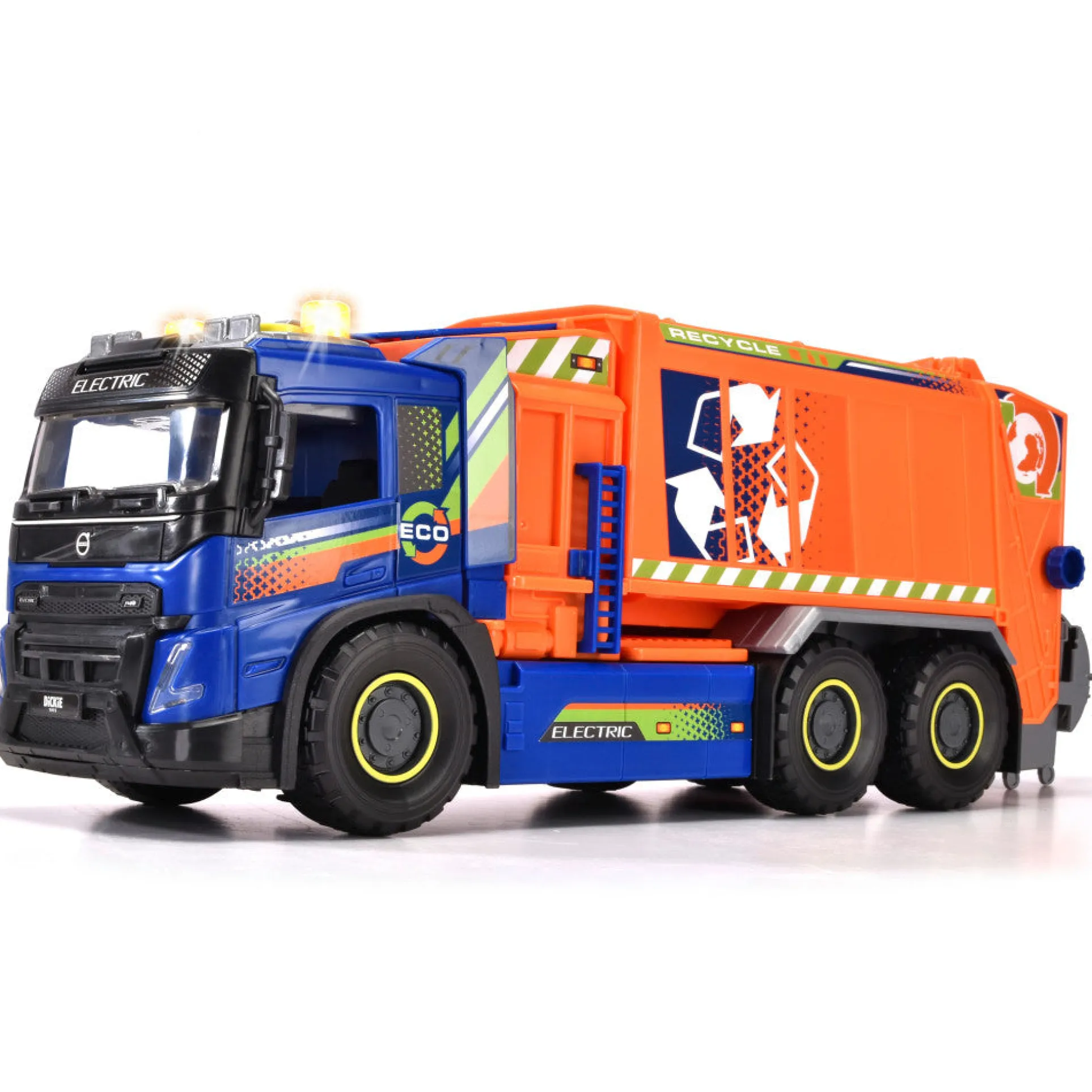 Dickie Toys Volvo FMX Giant Garbage Truck with Lights & Sounds, Blue & Orange - Ages 3+