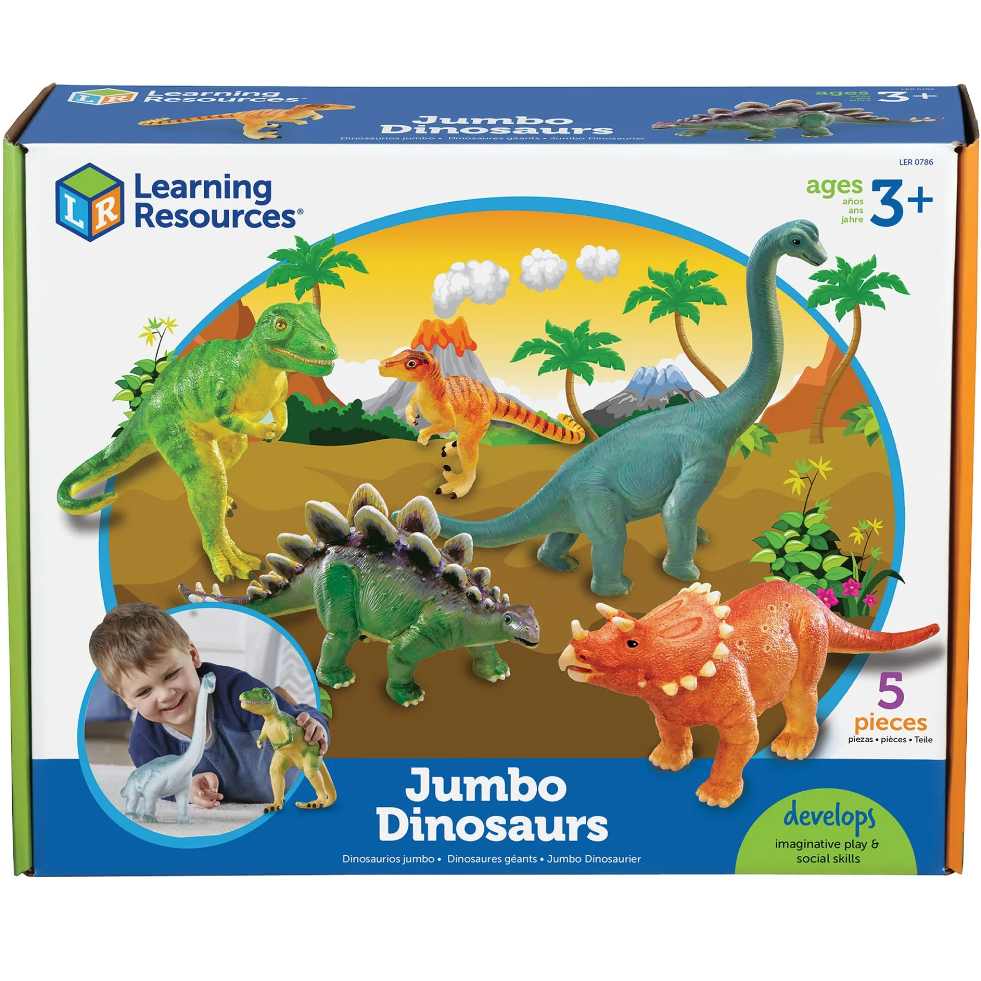 Learning Resources Jumbo Dinosaurs – Prehistoric Play Set of 5