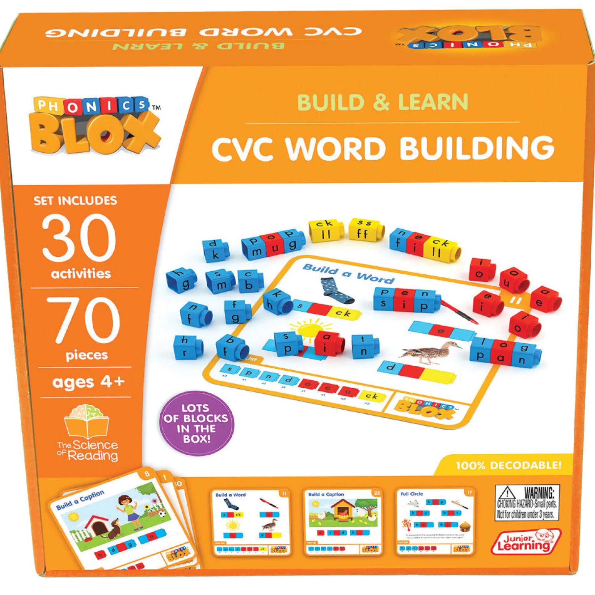 Junior Learning Rainbow Phonics Blox - CVC Word Building - Phase 2 for Kids 4+