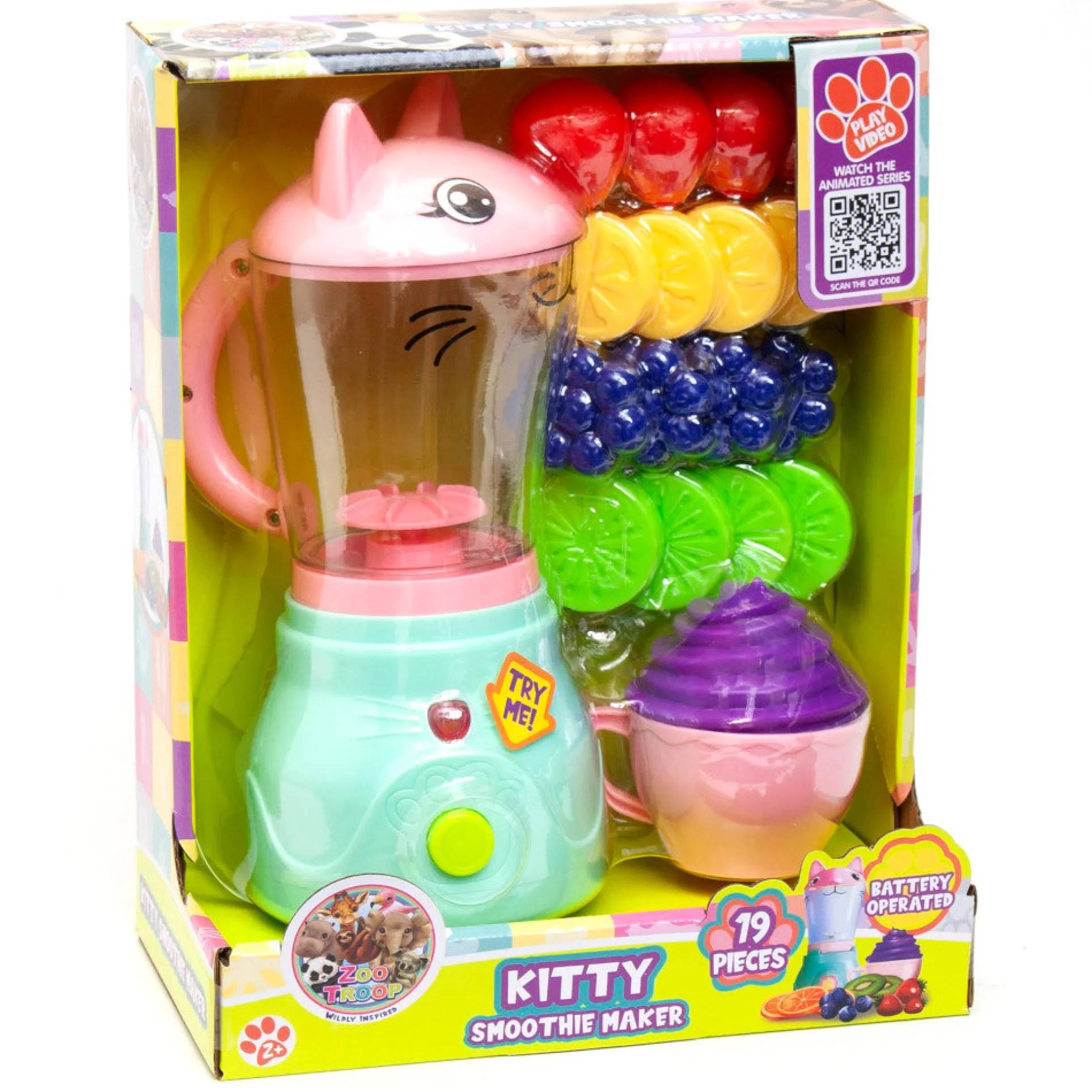 Zoo Troop Kitty Smoothie Maker - 19-Piece Animal-Themed Kitchen Playset for Ages 2+