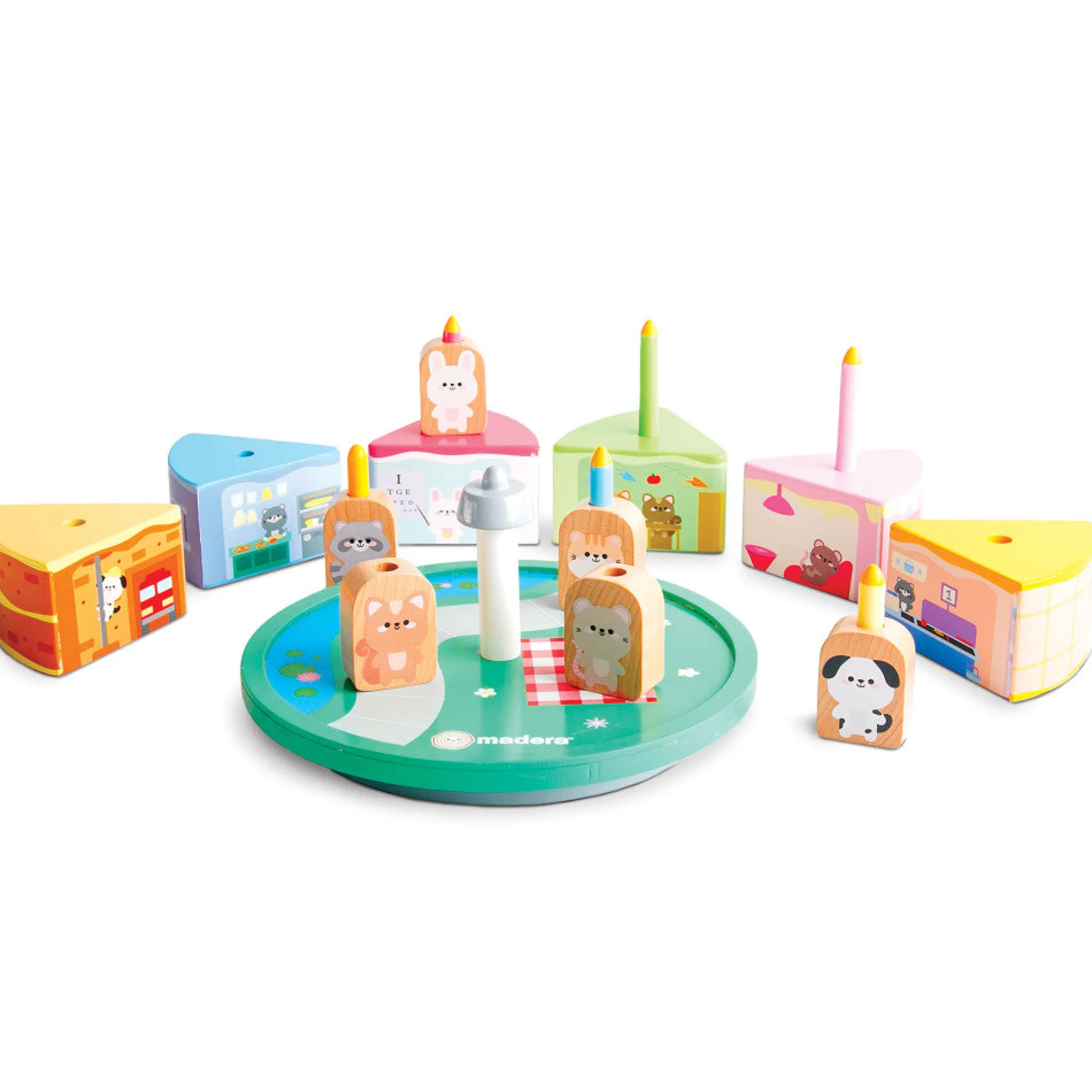 Madera Wood Cakeville Playset - Whimsical Wooden Activity Scene, Age 3+