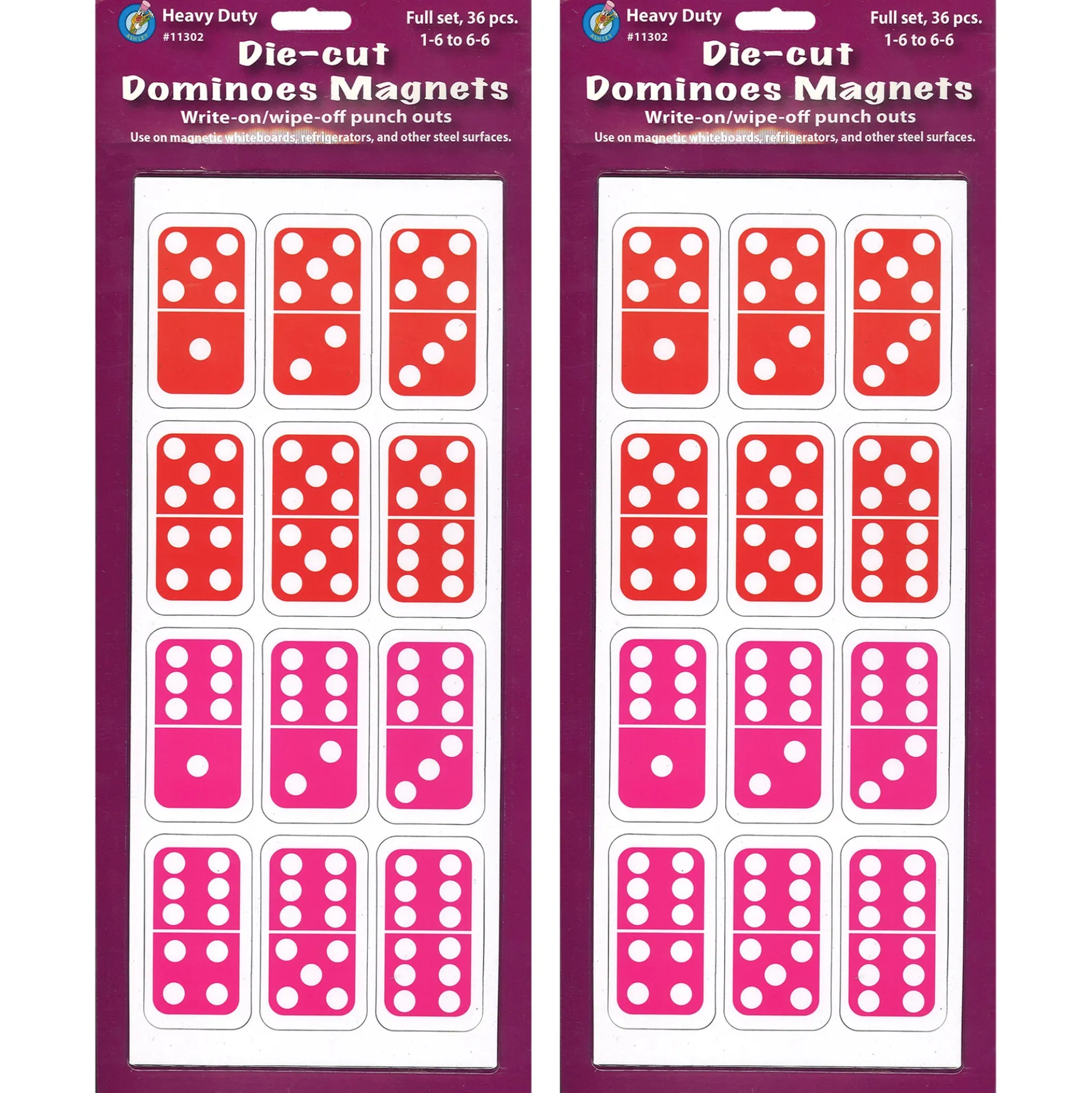 Ashley Productions Die-Cut Magnetic Dominoes - Colorful Educational Set