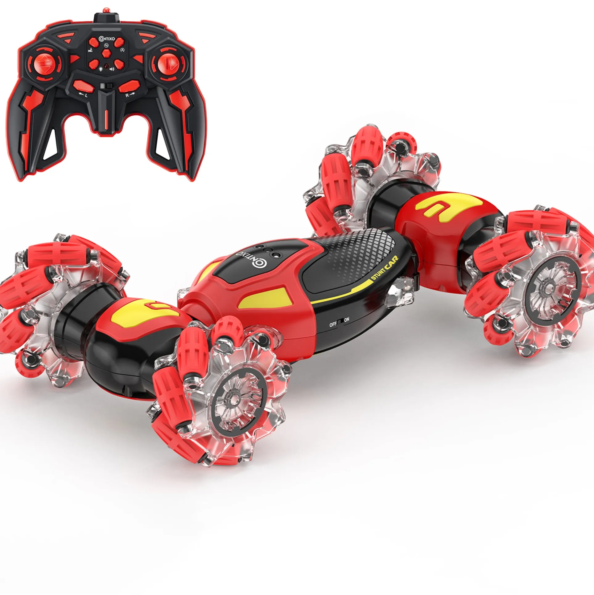 Contixo Cobra Speed Crawler RC Stunt Car - Red - 4WD Off-Road & Gesture Control