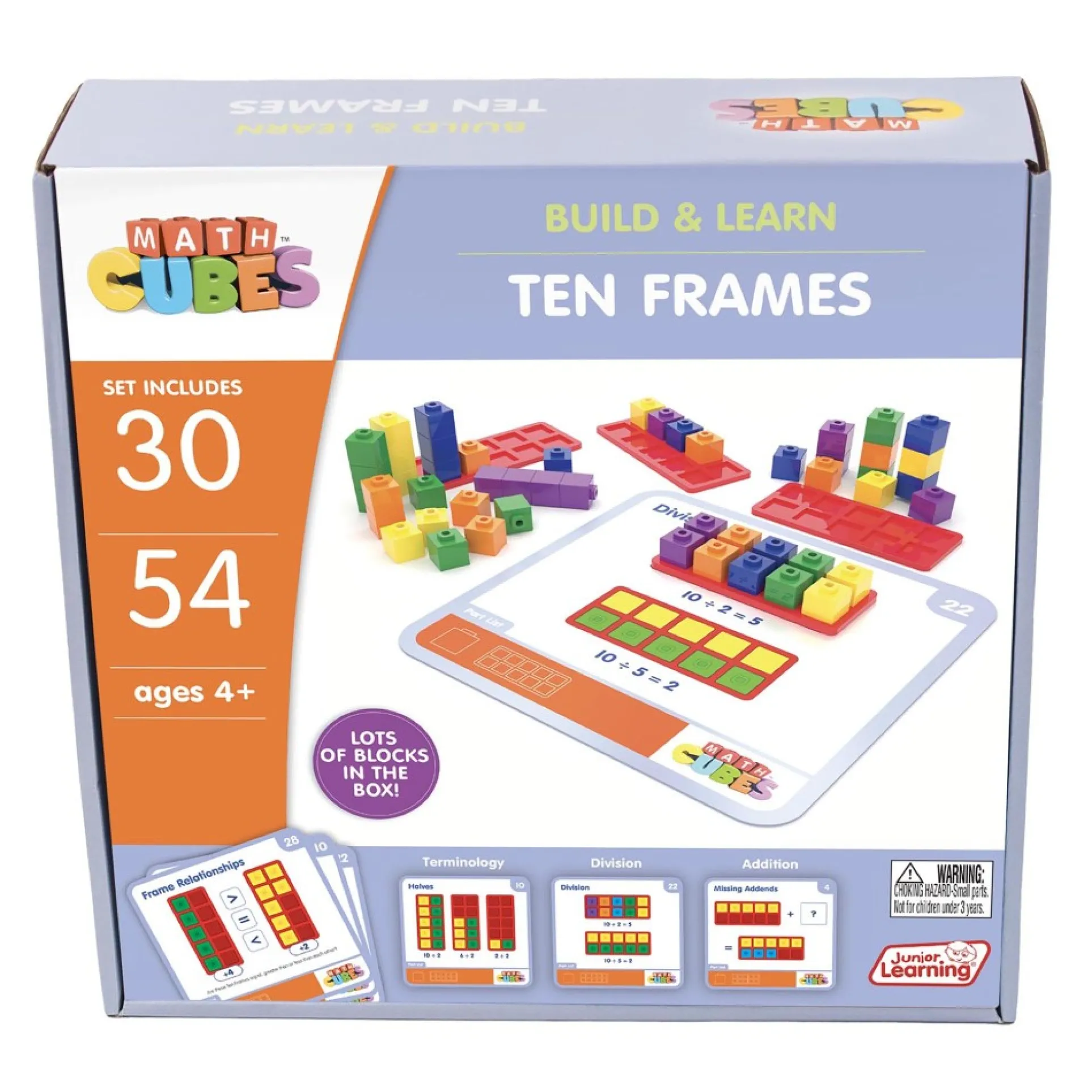 Junior Learning Mathcubes Ten Frames Set - Interactive Math Learning Toy