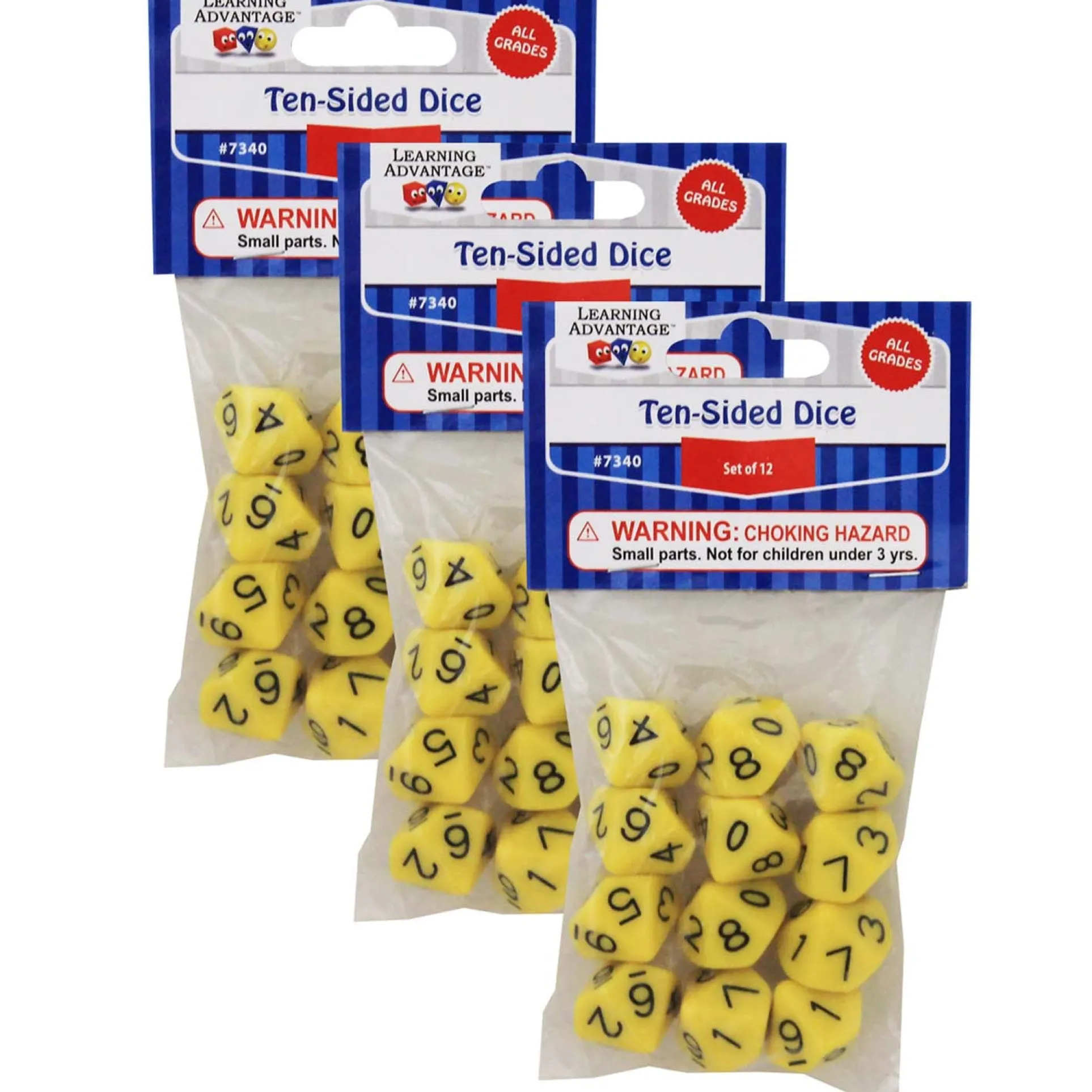 Learning Advantage Vibrant 10-Sided Polyhedral Dice - Math Mastery Set