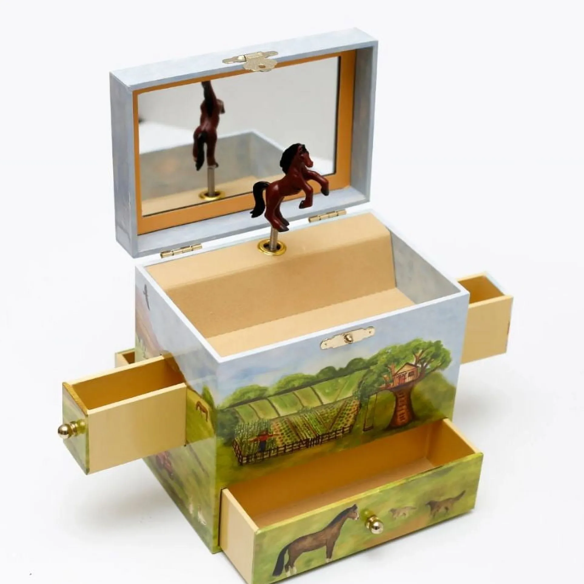 Enchantmints Horse Ranch Musical Treasure Jewelry Box