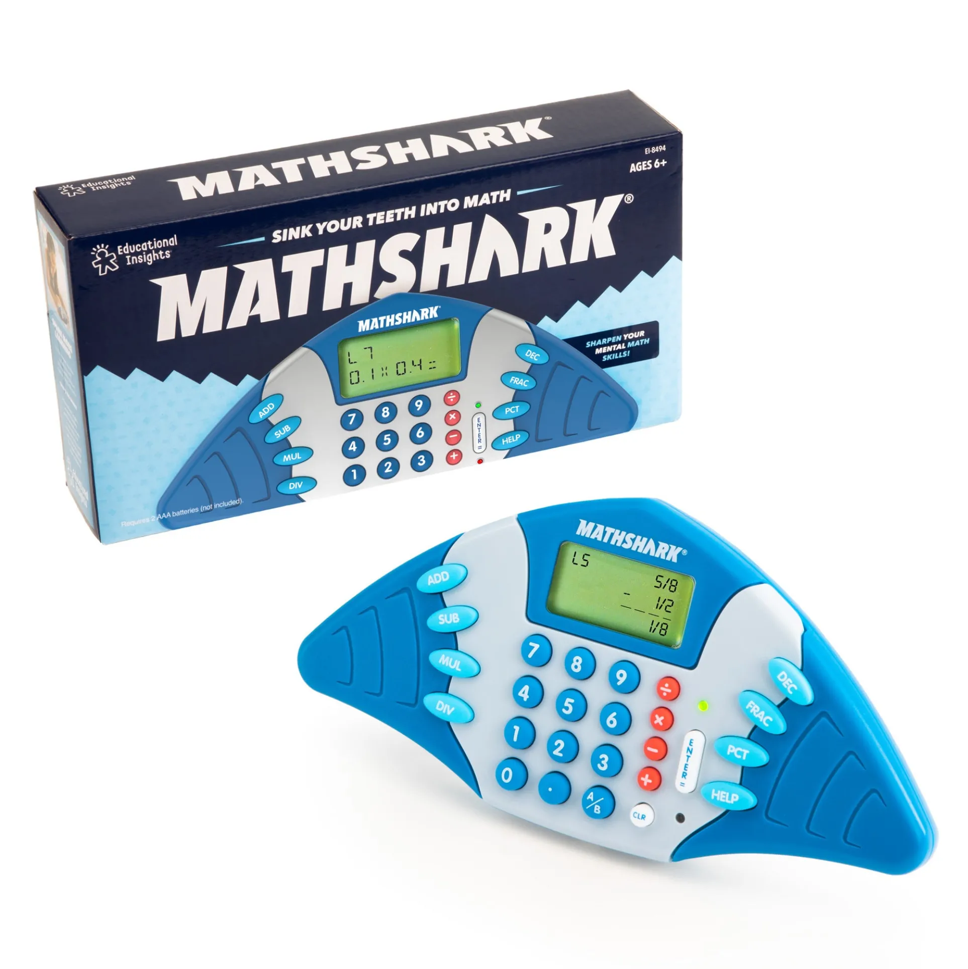 Educational Insights MathShark Handheld Electronic Math Game for Kids