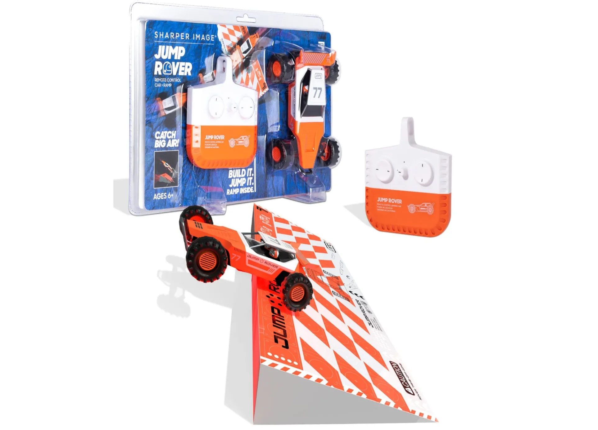 Sharper Image Remote Control Jump Rover Car Toy with Stunt Ramp - Rechargeable - Set of 3