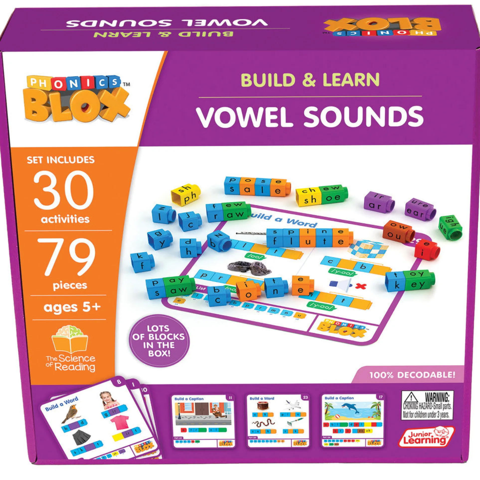Junior Learning Rainbow Phonics Blox - Vowel Sounds Phase 5 - Educational Toy for Kids 5+