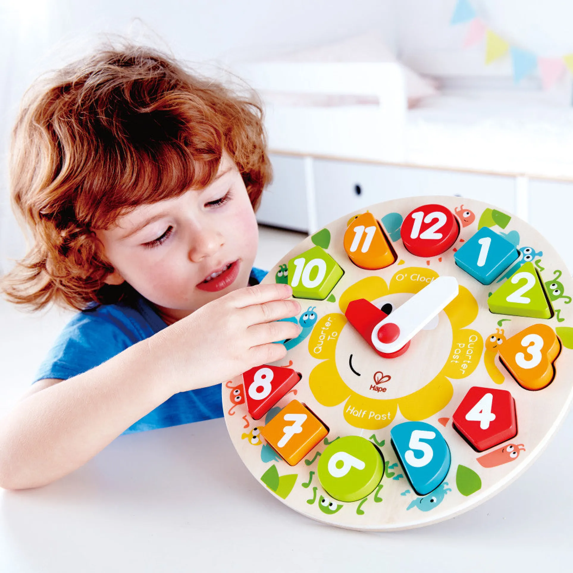 Hape Learn The Time Bug Puzzle - 13pc Colorful Wooden Clock