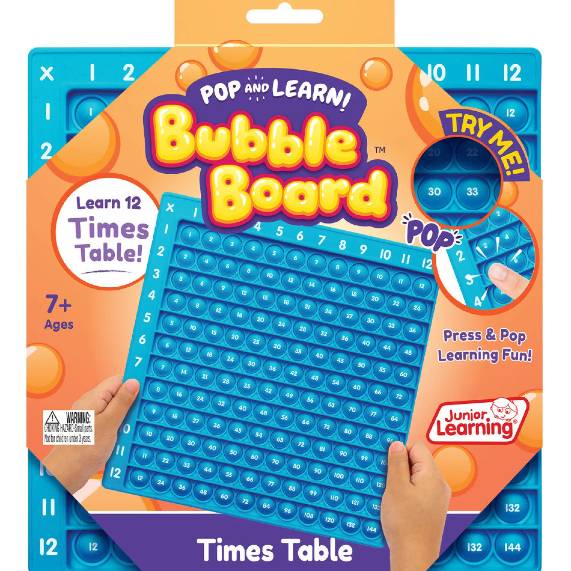 Interactive Times Table Bubble Board - Educational Math Toy - Sky Blue