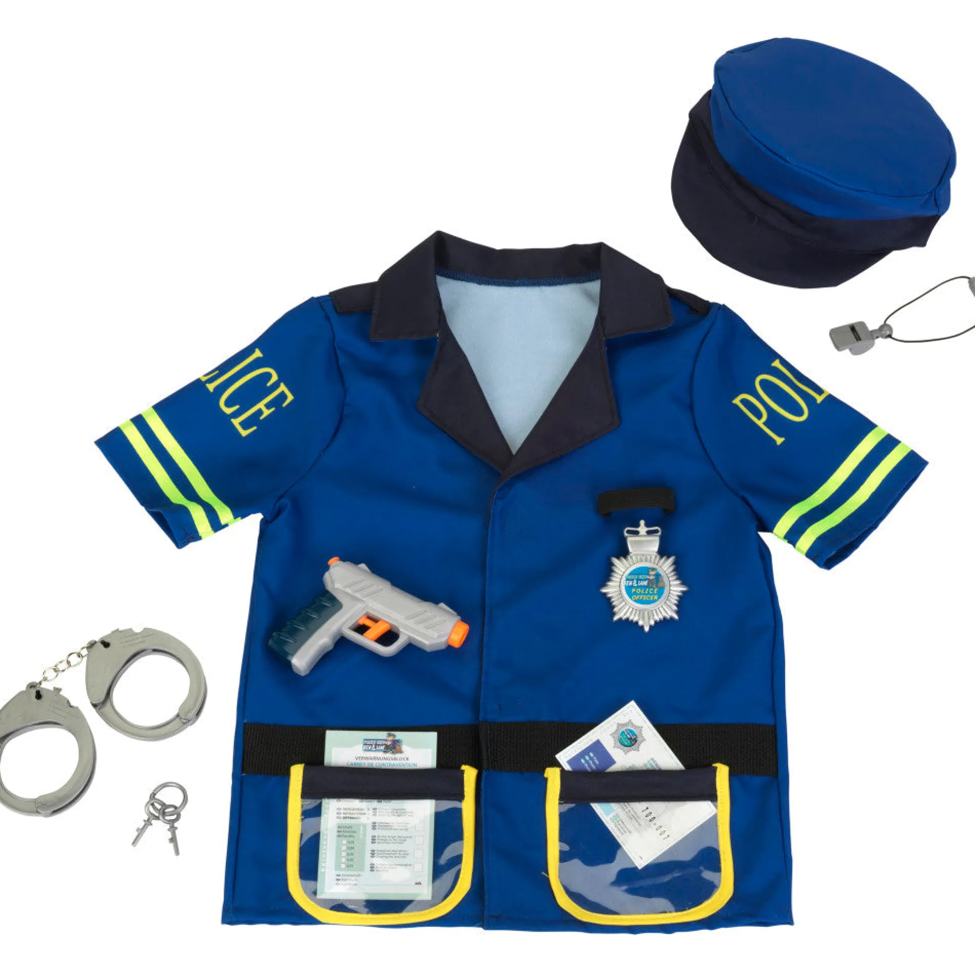 Klein 7pc PRO Police Costume Set - Blue & Yellow - Kids Ages 3+