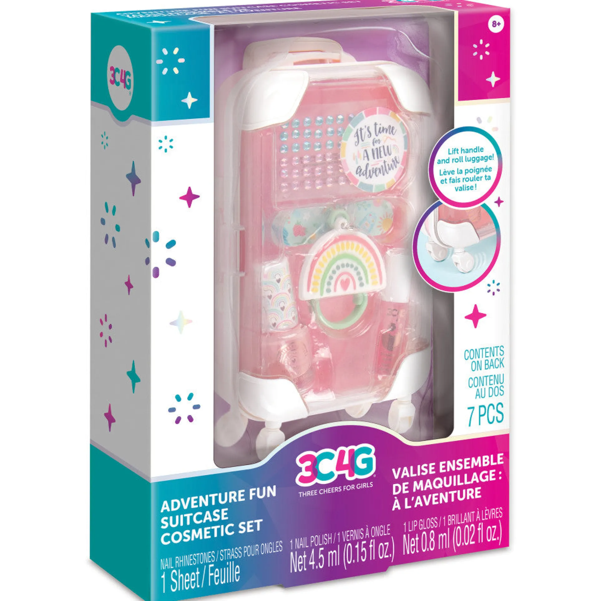 3C4G Adventure Rolling Suitcase Cosmetic Playset for Tweens