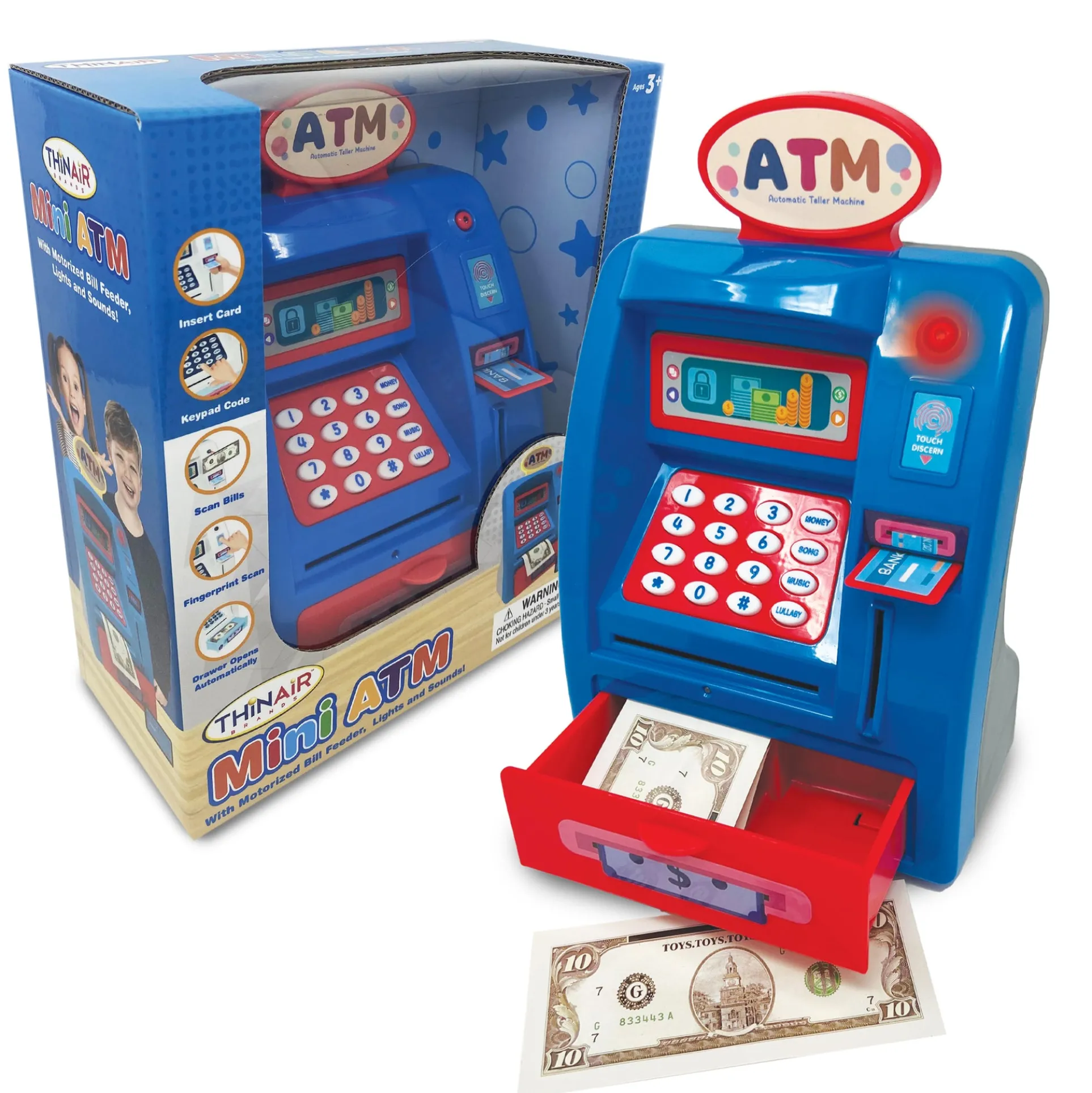 Playful Minds Mini ATM - Interactive Piggy Bank with Sounds and Lights for Kids Age 3+