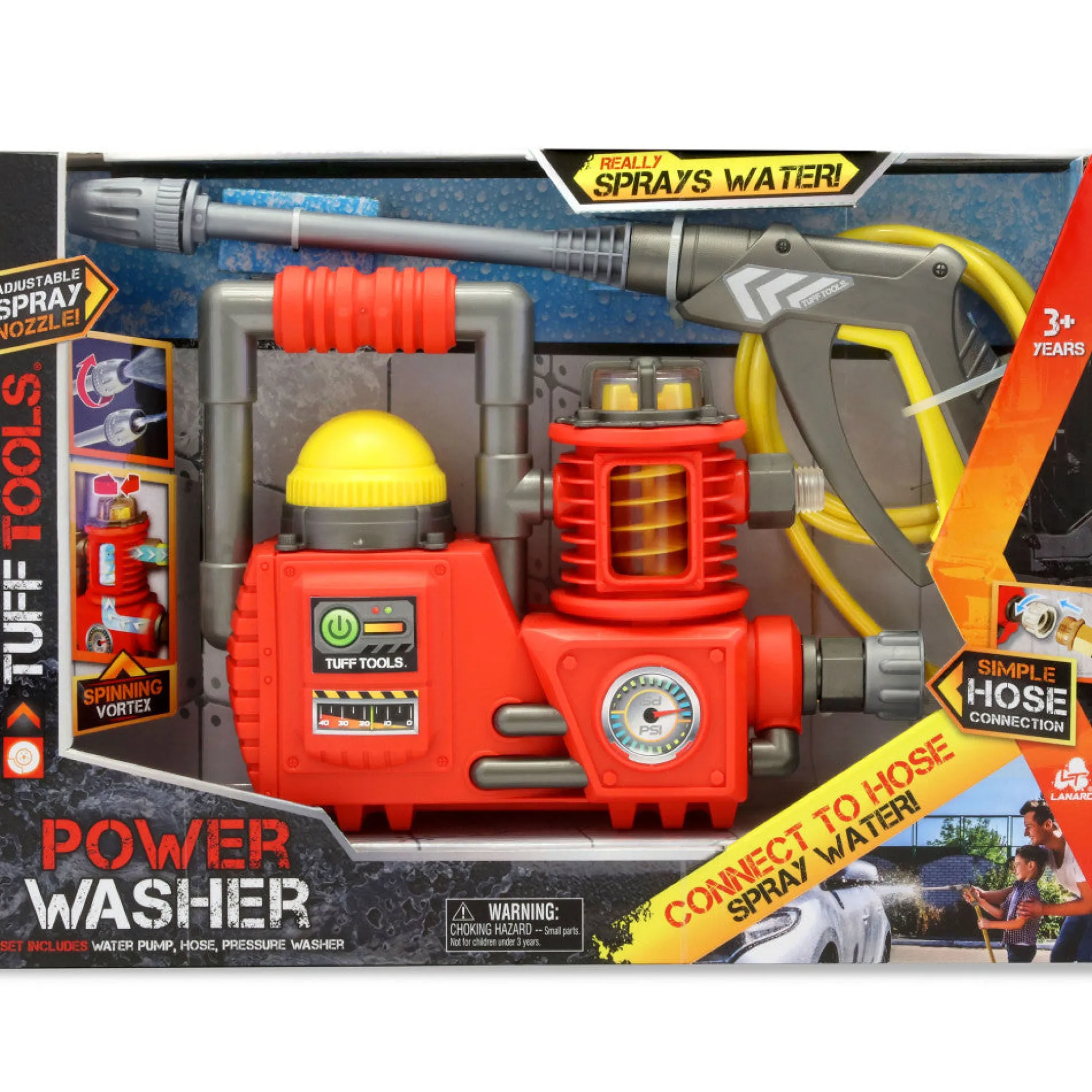 Tuff Tools Kids Power Washer - Realistic Water-Spraying Toy - Ages 3+