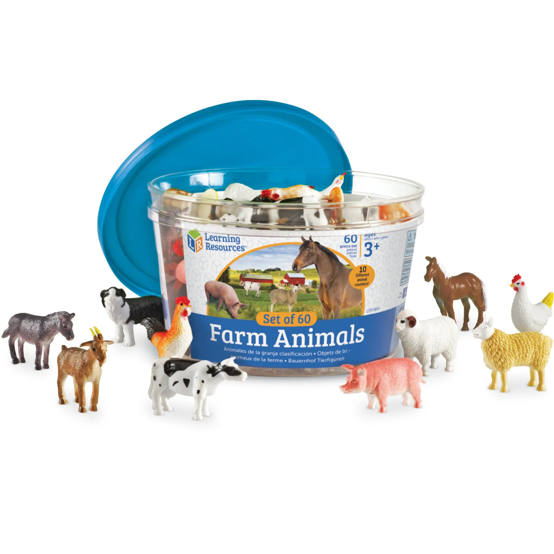Learning Resources Farm Animal Counters - Playful Counting Set - 60 Pieces