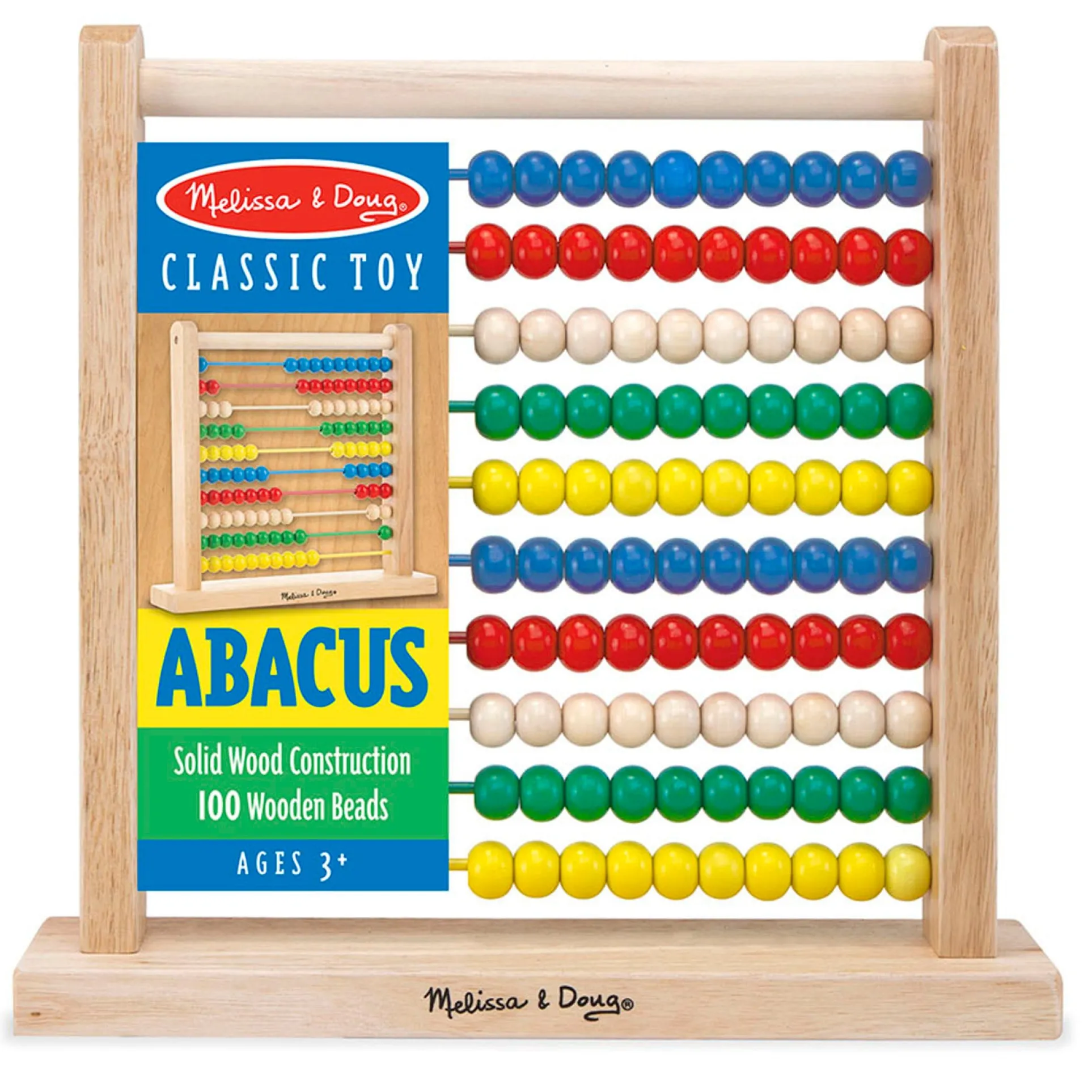 Melissa & Doug Classic Wooden Abacus - Counting & Color Learning Toy