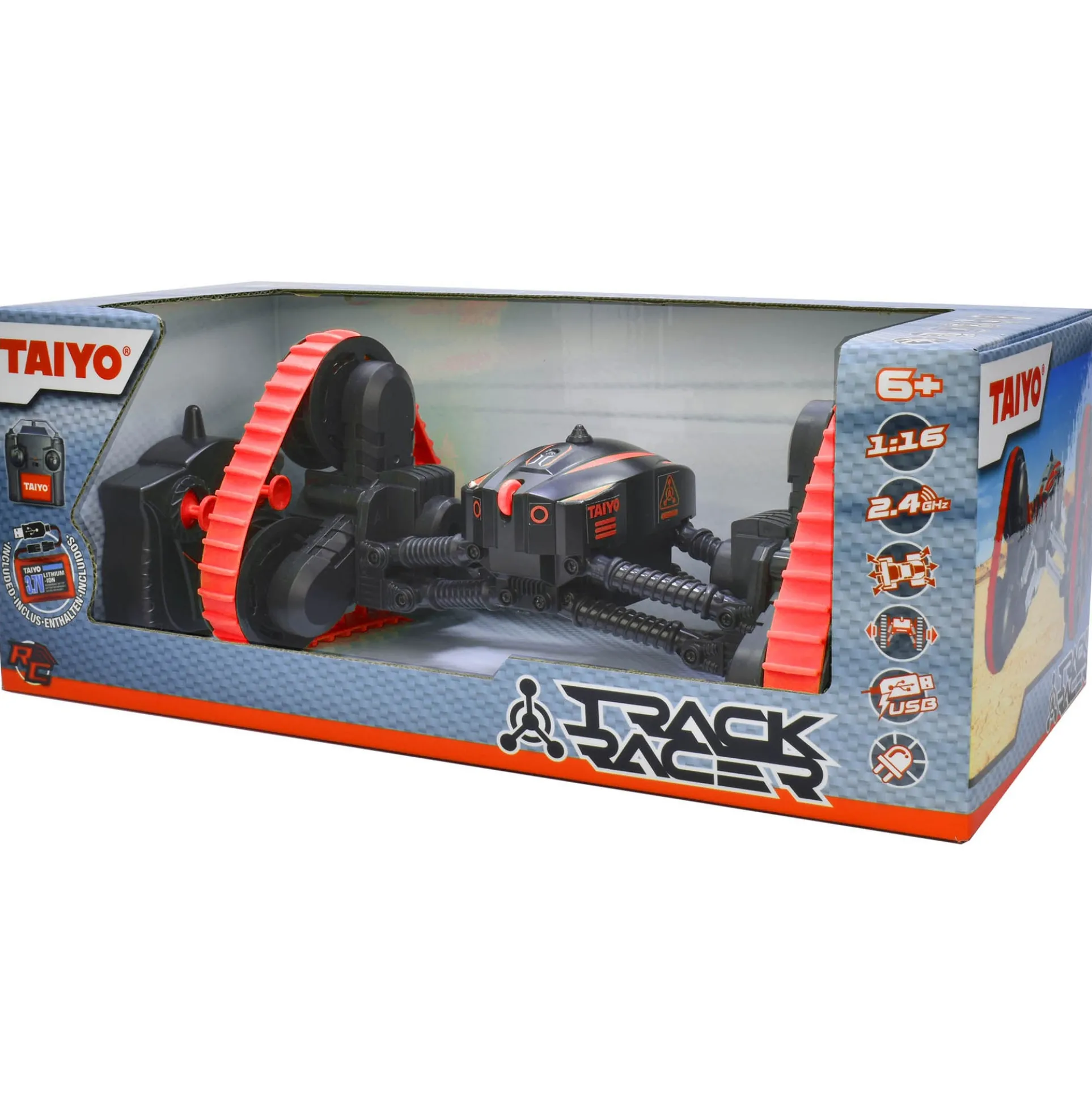 Taiyo High-Speed Track Racer 1:16 Scale R/C Vehicle - Red/Black