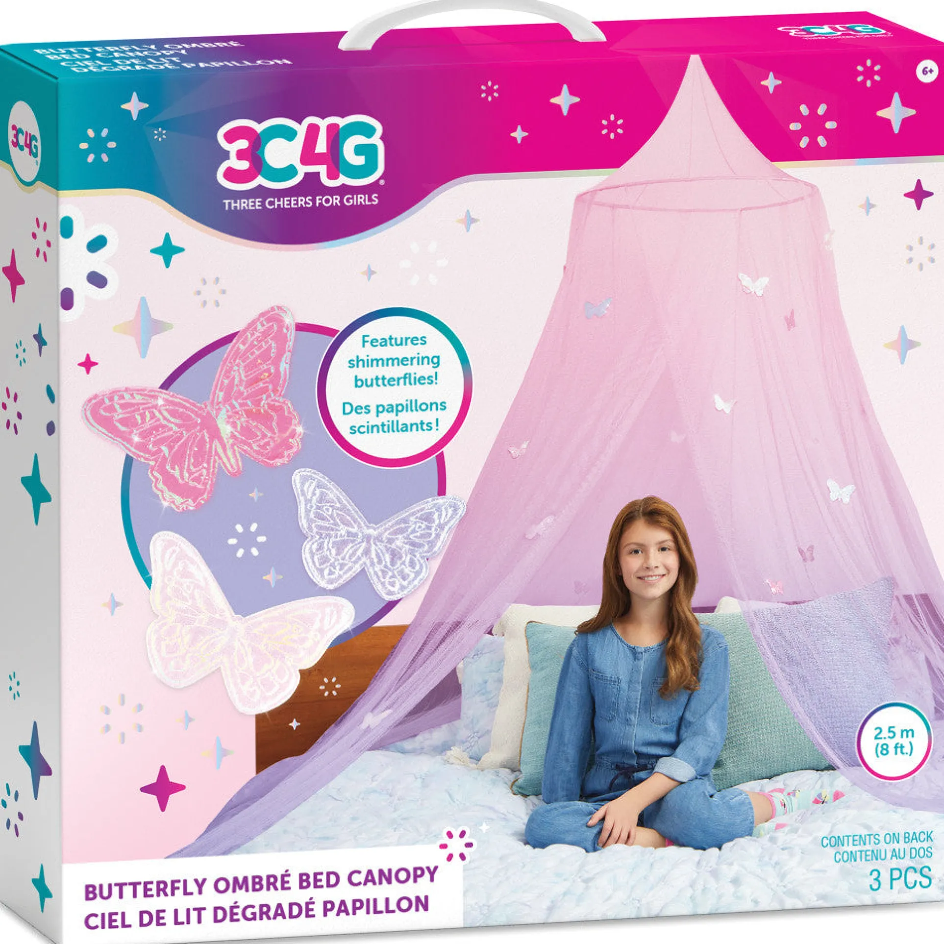 Three Cheers For Girls Butterfly Ombre Bed Canopy - Pink/Purple