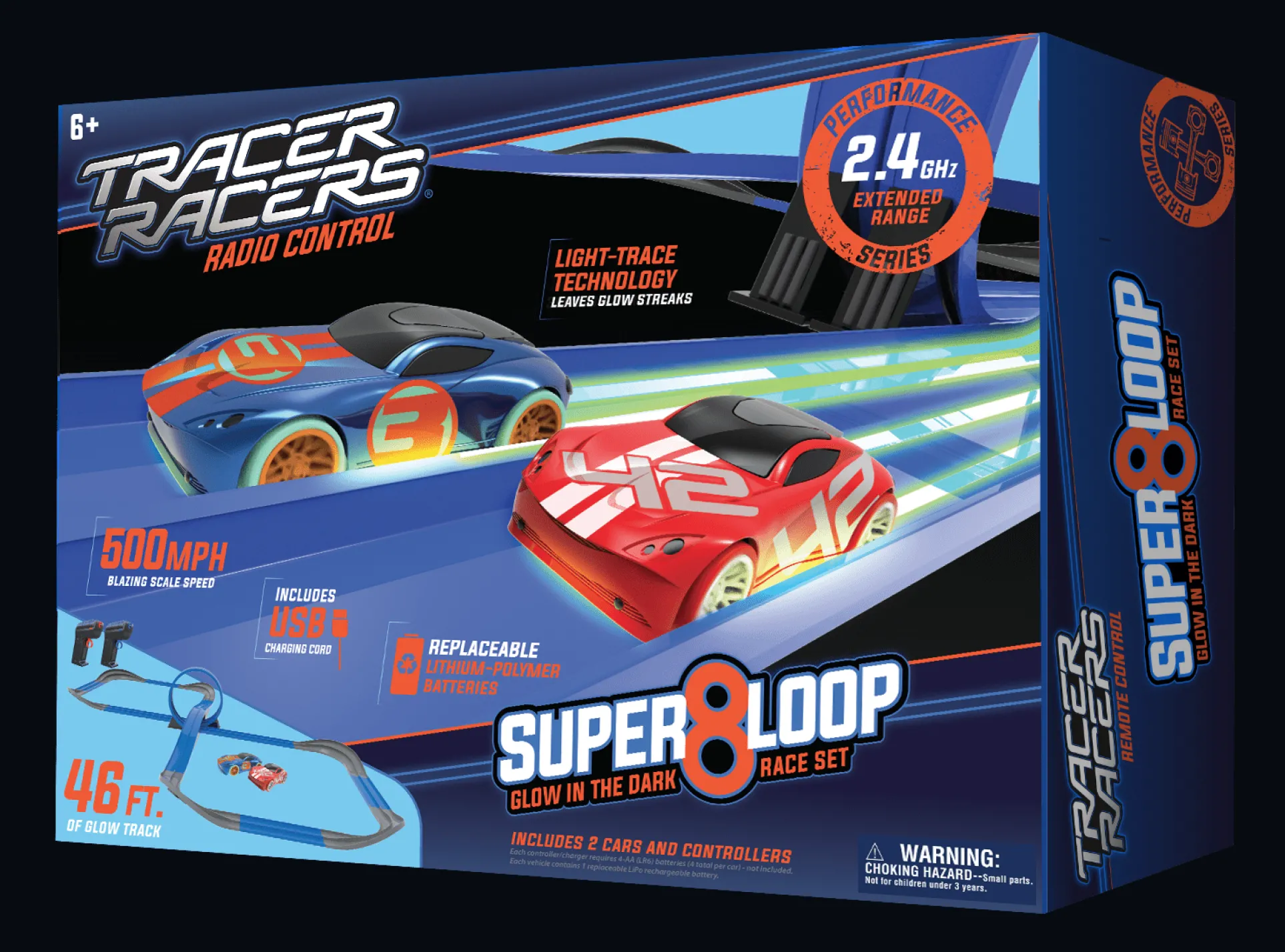 Tracer Racers Super 8 Speedway Glow-in-the-Dark RC Set