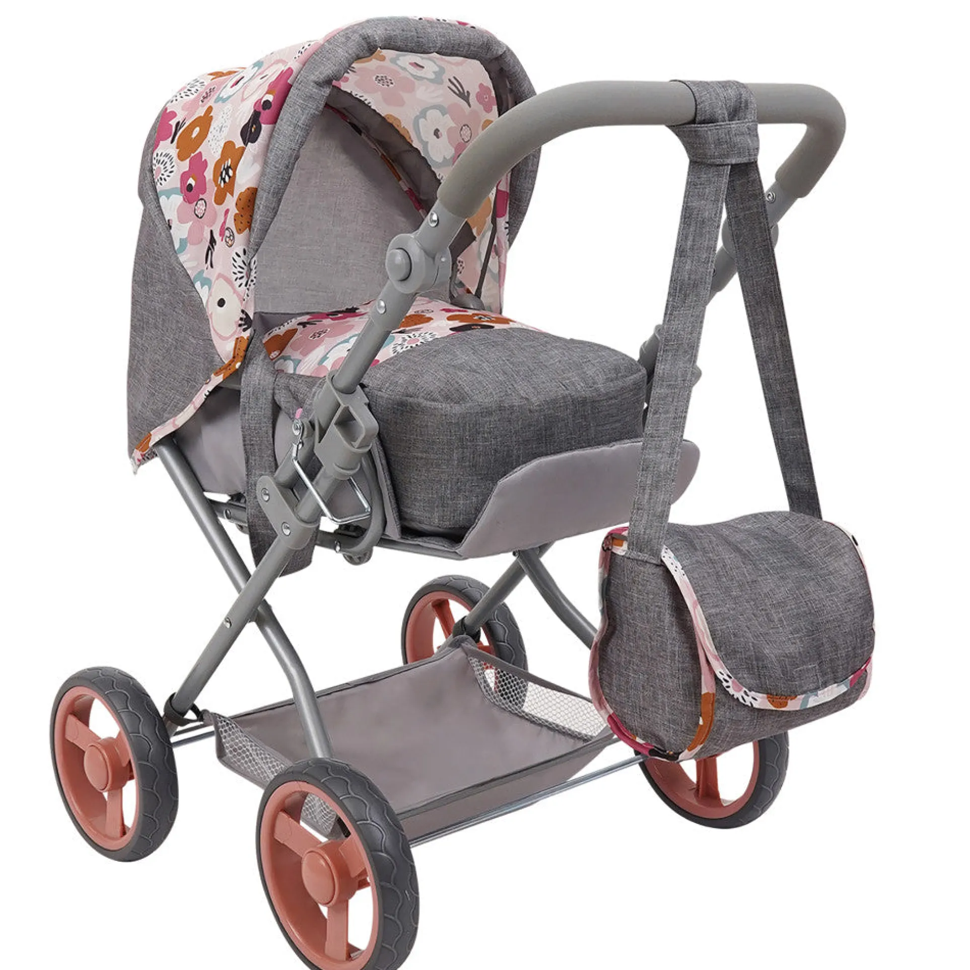 509 Crew Kelly Deluxe Doll Pram with Melange Flora Design and Matching Bag