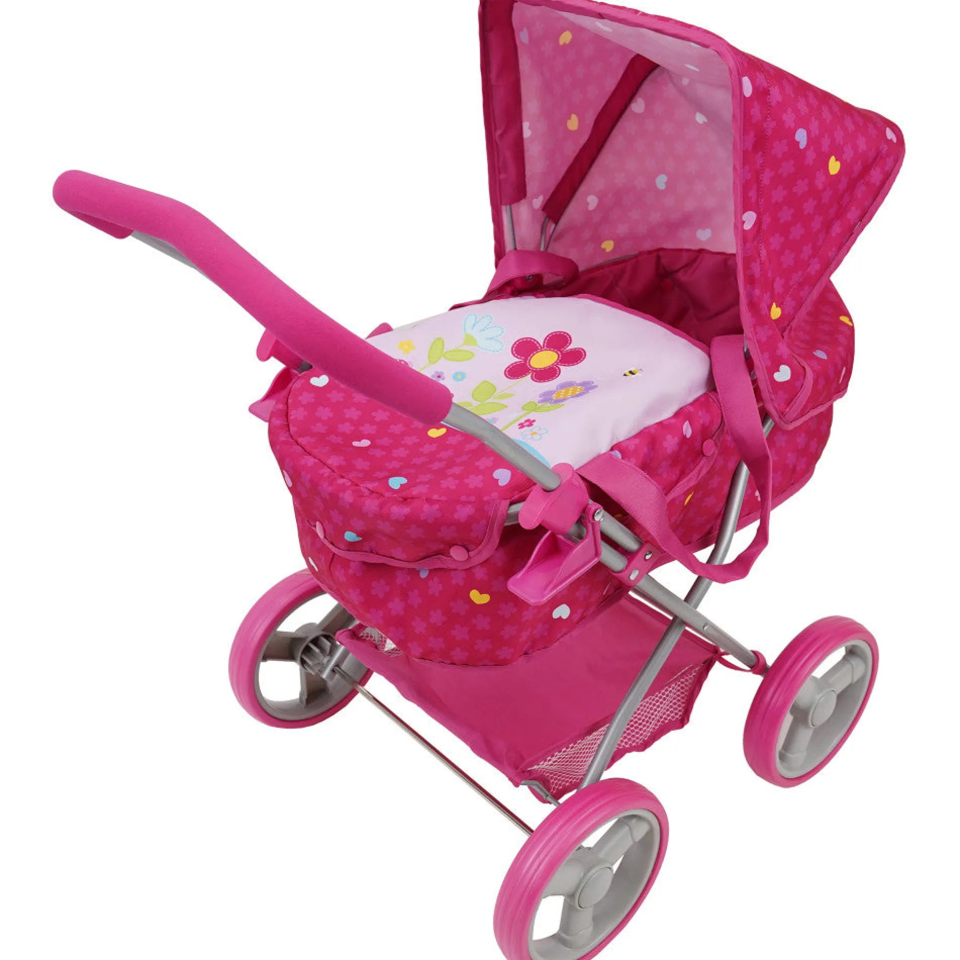 509 Garden Doll Pram with Retractable Canopy and Shopping Basket