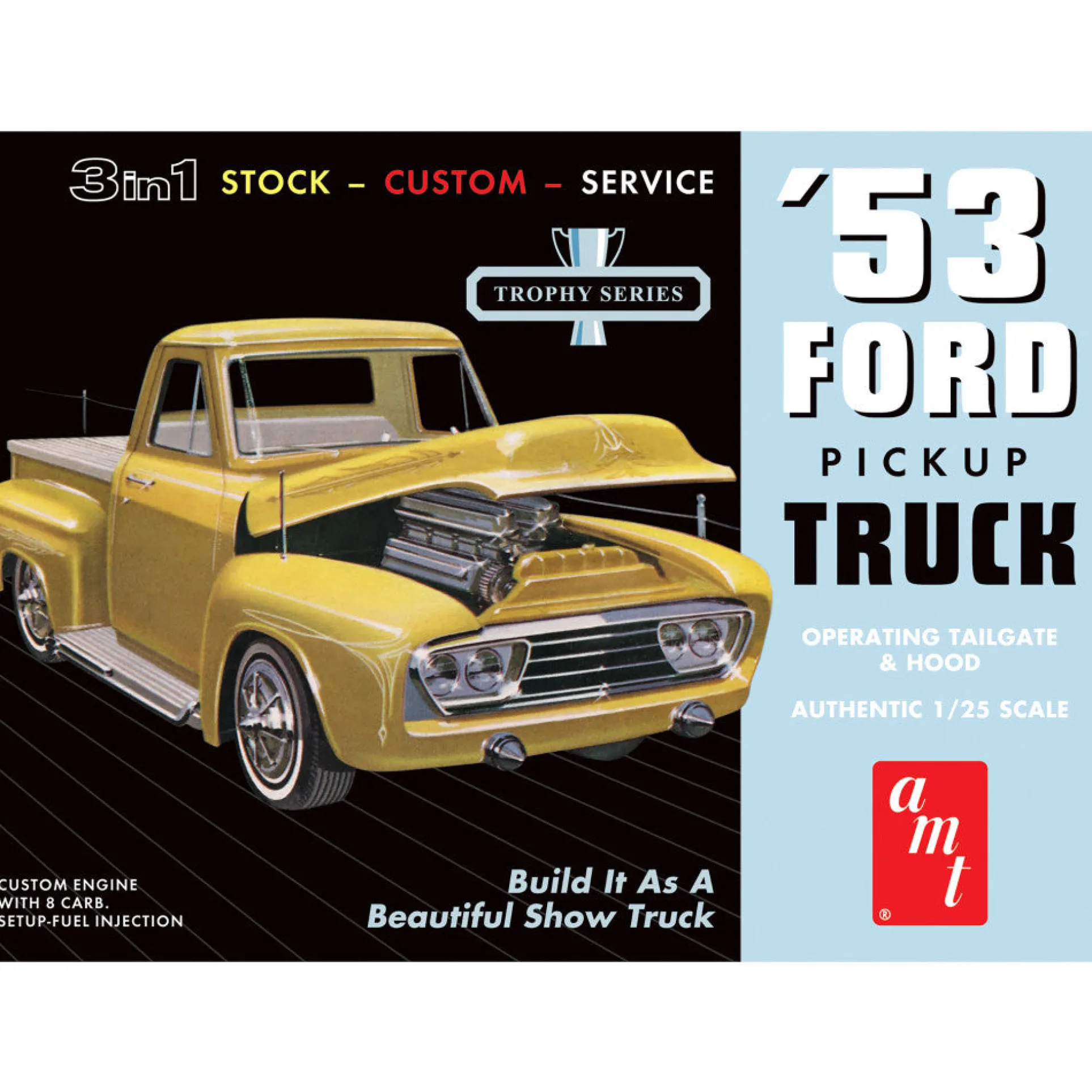 AMT 1953 Ford Pickup 1:25 Scale Model Kit - Trophy Series 3-in-1