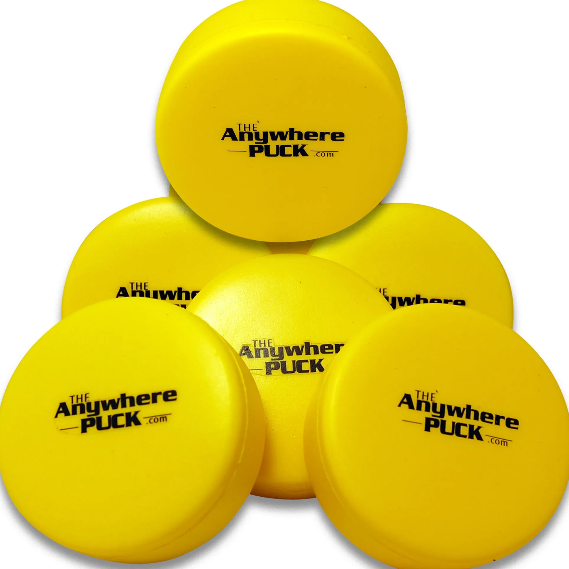 Anywhere Sports The Anywhere Puck 6-Pack Yellow Foam Hockey Training Set for Kids