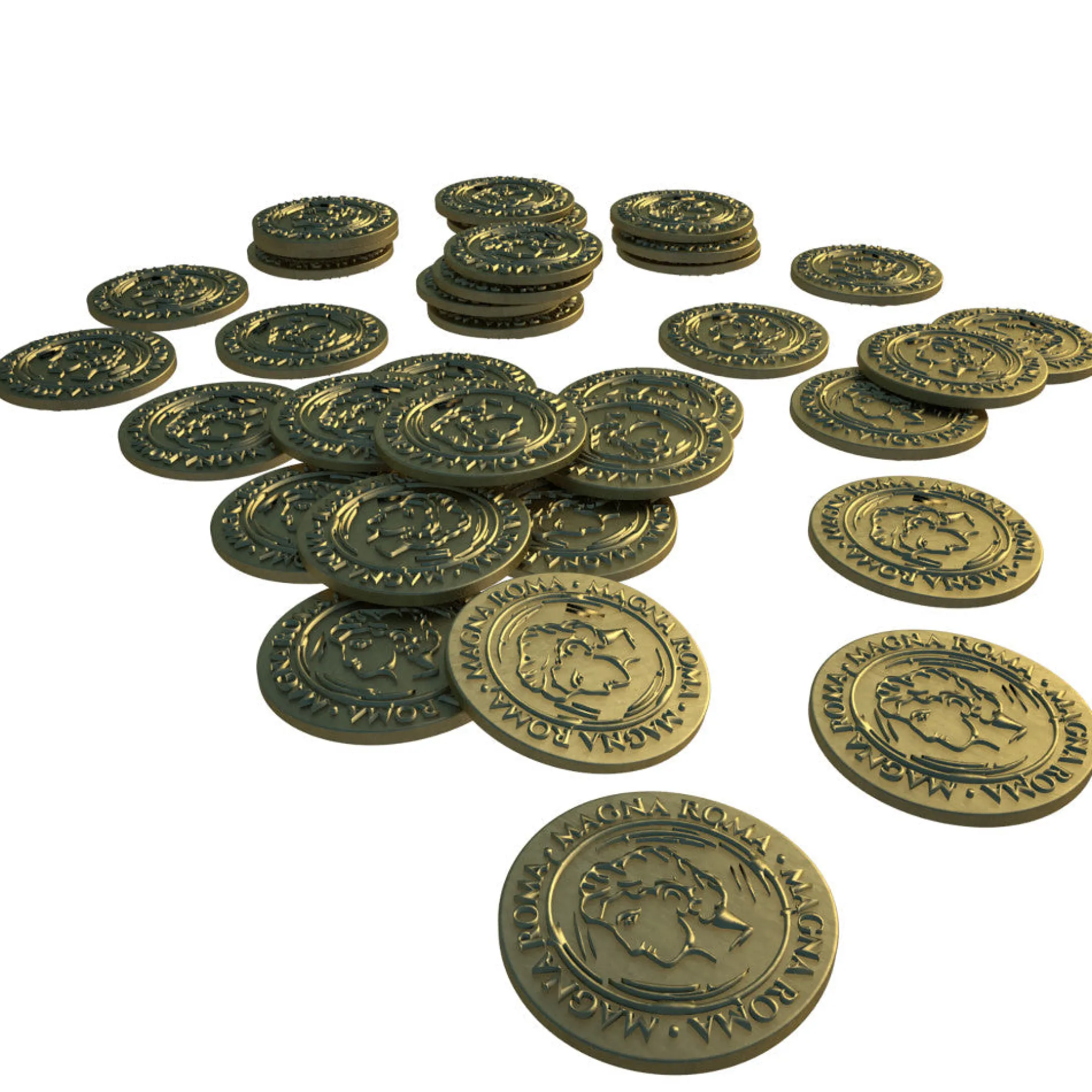 Archona Games Magna Roma Metal Coins Set with Burgundy Coin Bag