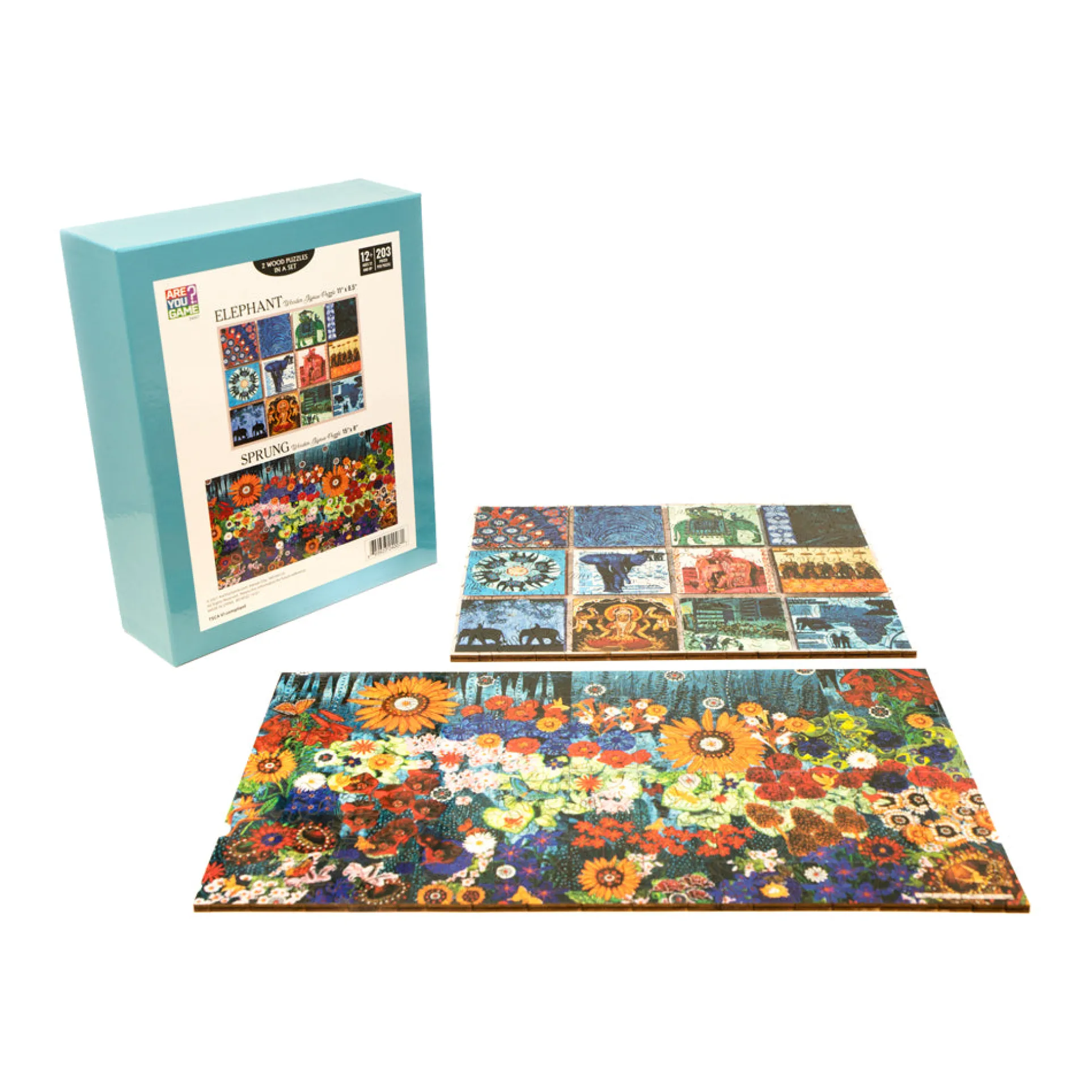 AreYouGame Elephant & Sprung Wooden Jigsaw Puzzle - 406 pc