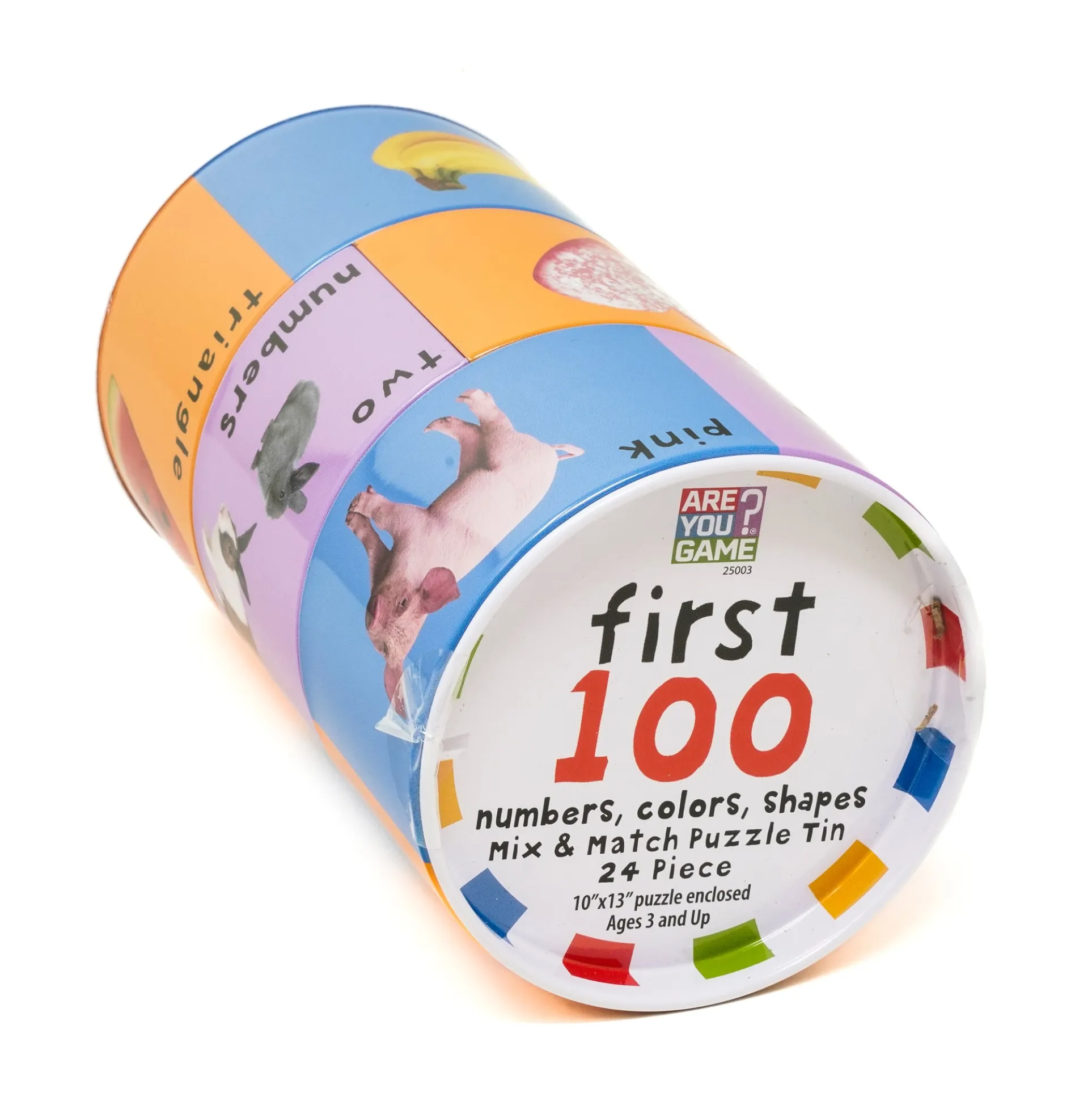 AreYouGame.com First 100 Puzzle Tin - Numbers, Colors, Shapes - 24 Pcs
