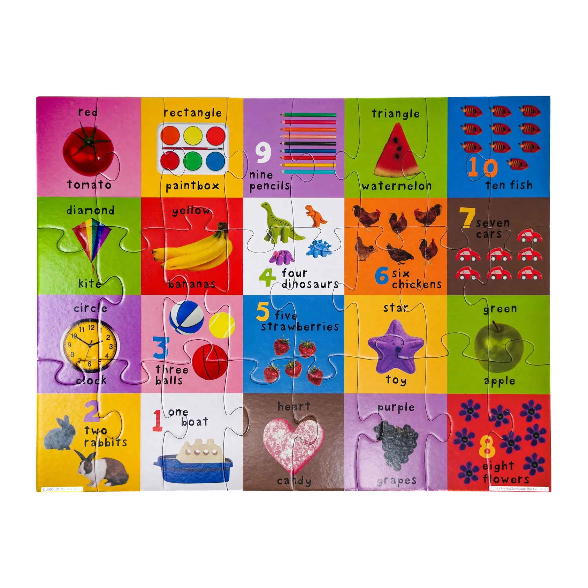 AreYouGame.com First 100 Puzzle Tin - Numbers, Colors, Shapes - 24 Pcs