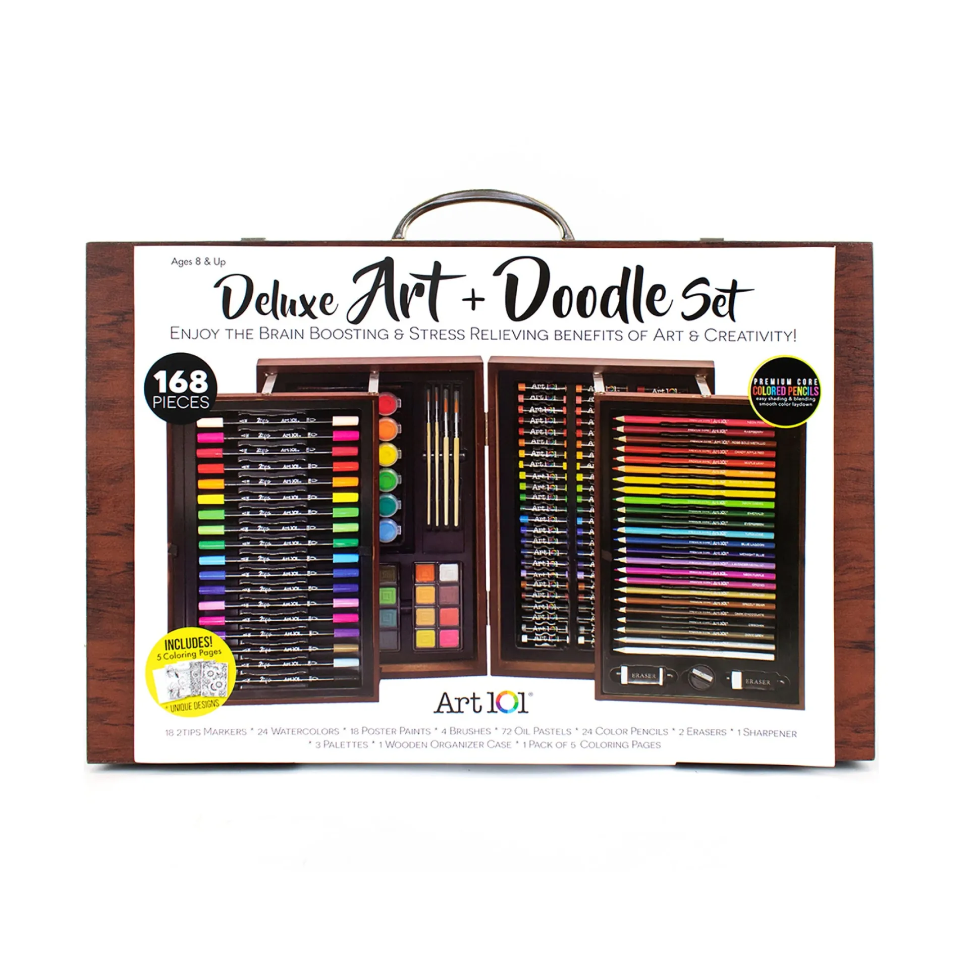 Art 101 Deluxe Art & Doodle Wood 168-Piece Art Set