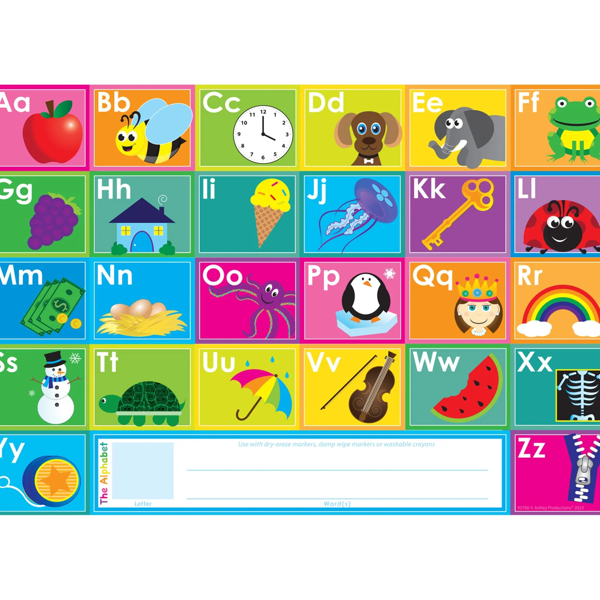 Ashley Productions Smart Poly ABC's Learning Placemat - 13" x 19" - Pack of 10